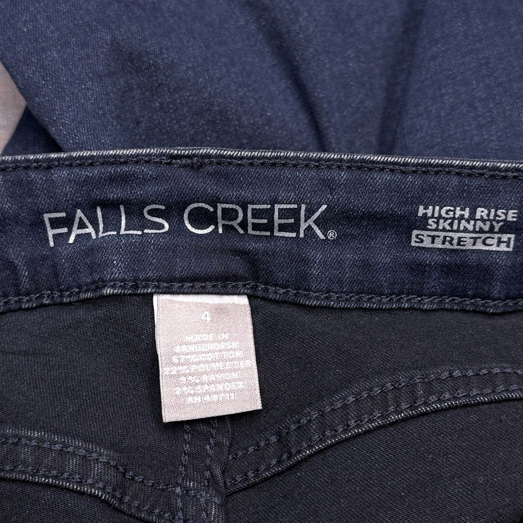 Vintage Falls Creek Jeans Womens 4 Skinny High Rise Blue Denim Stretch 5-Pocket Logo Zip 28.5in Inseam Slim Regular Cotton Blend NWT City 90s? Size 27" / US 4 / IT 40 - 6 Thumbnail