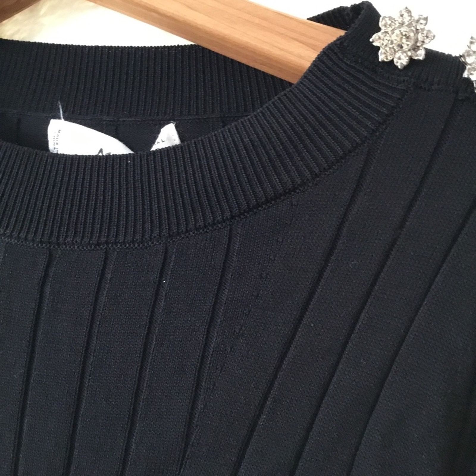 Mango MNG Black Long Sleeve w/ Embellished Shoulder Dress Size M / US 6-8 / IT 42-44 - 5 Thumbnail