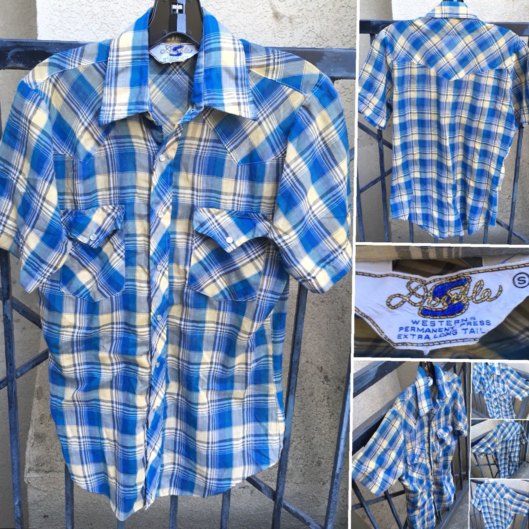 Vintage VINTAGE Double S Westerns Shirt Extra Long Tail Plaid Western Cowboy S Size US S / EU 44-46 / 1 - 3 Thumbnail