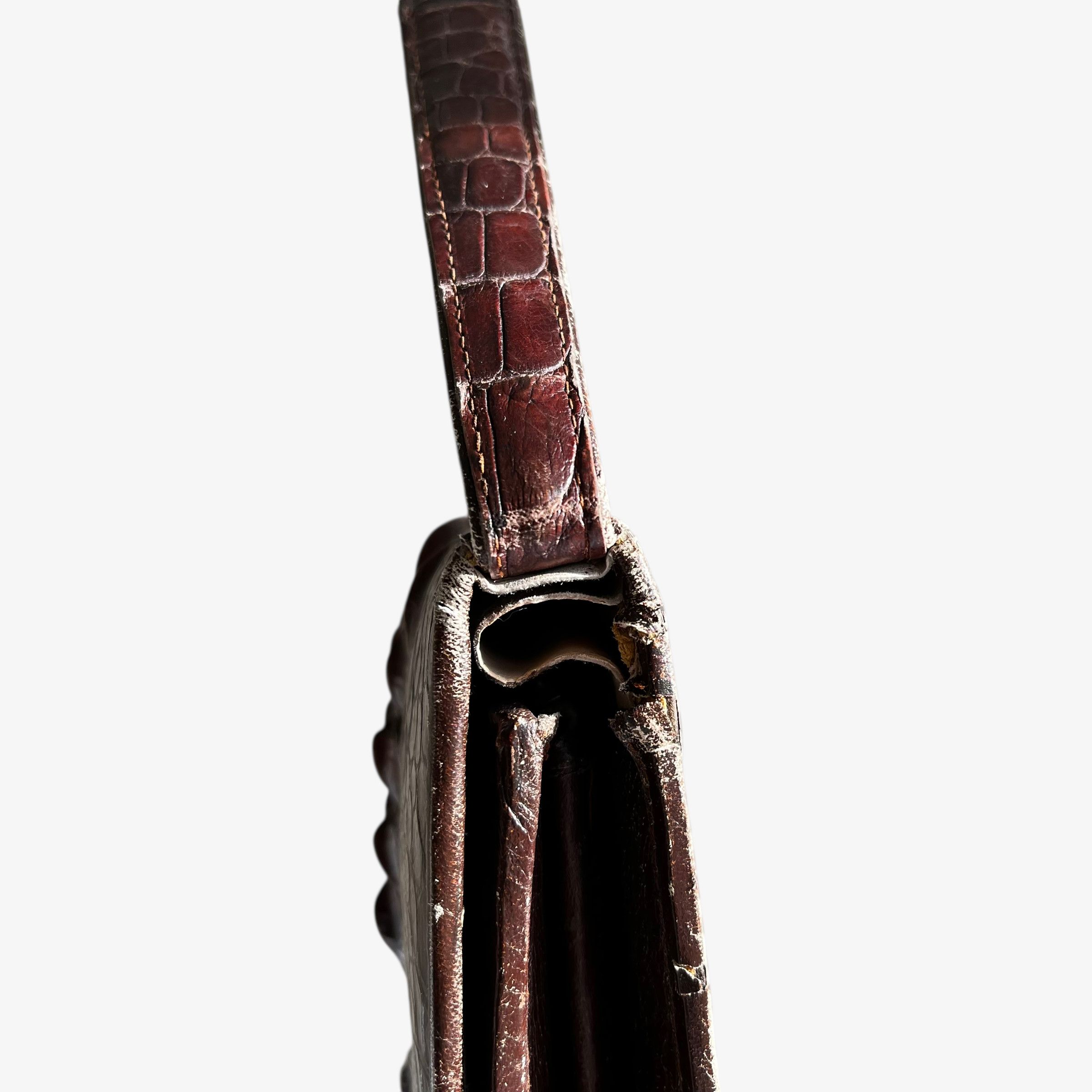 Other Vintage 1950s Brown Crocodile Leather Shoulder Bag Size ONE SIZE - 5 Thumbnail