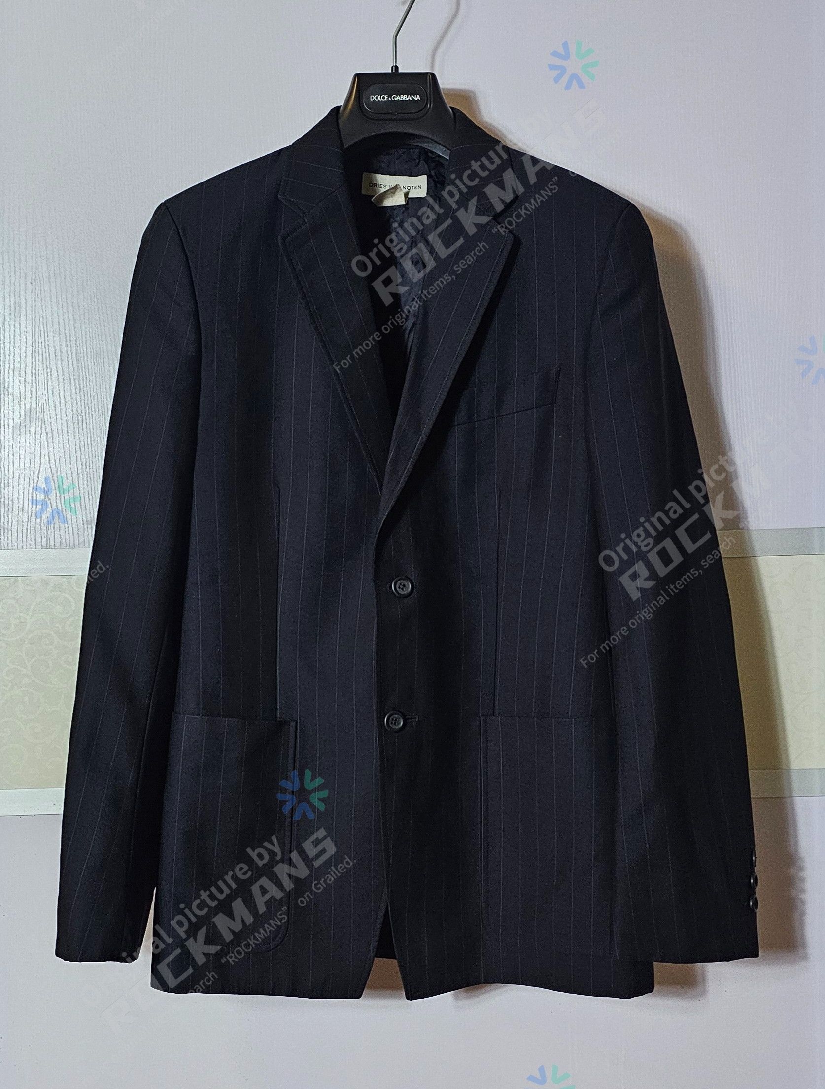 Dries Van Noten Dries Van Noten Blzers Jacke Black Wool Stripe Size 48 Size 48L - 1 Thumbnail
