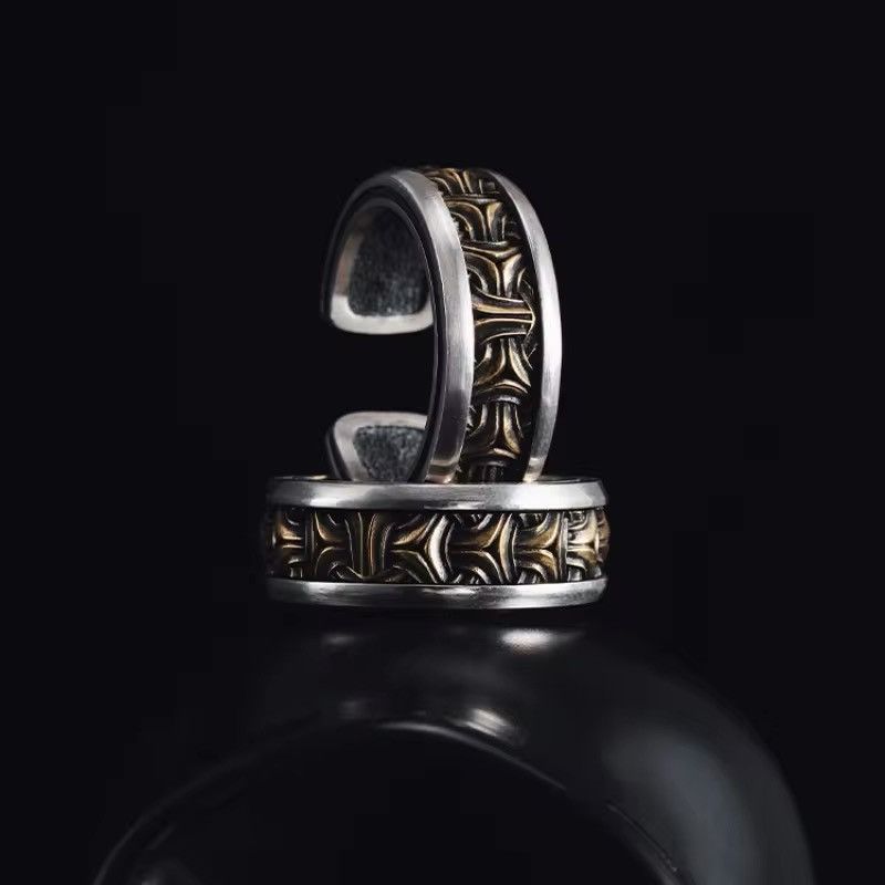 Jewelry × Vintage General Token Design Gold Silver Collision Men Finger Ring Size ONE SIZE - 5 Thumbnail