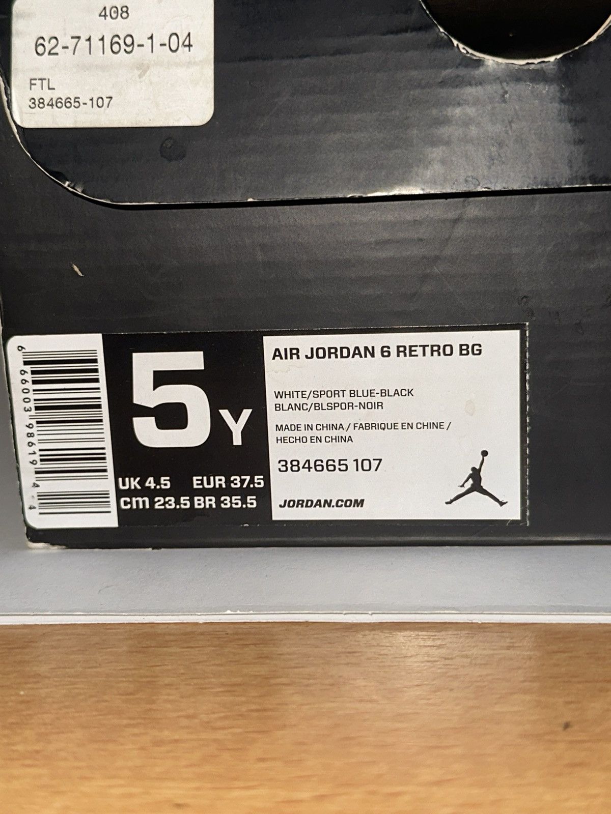 Jordan Brand DS Jordan 6 Retro “Sport Blue” Size US 5 / EU 37 - 9 Thumbnail