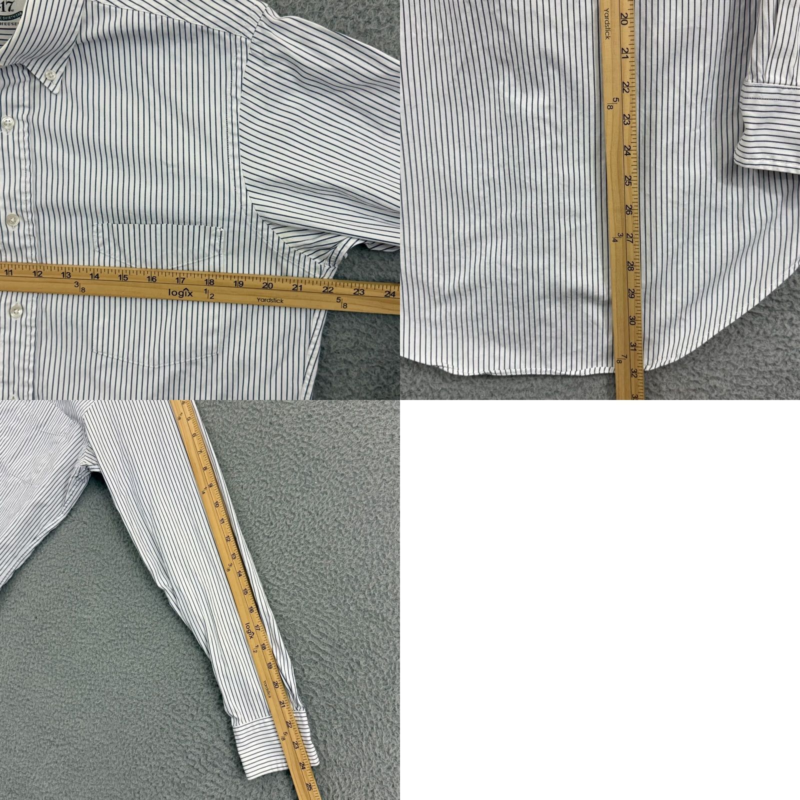 Van Heusen VINTAGE Van Heusen 417 Pinpoint Oxford Shirt Men M Blue Striped Long Sleeve Size US M / EU 48-50 / 2 - 8 Thumbnail