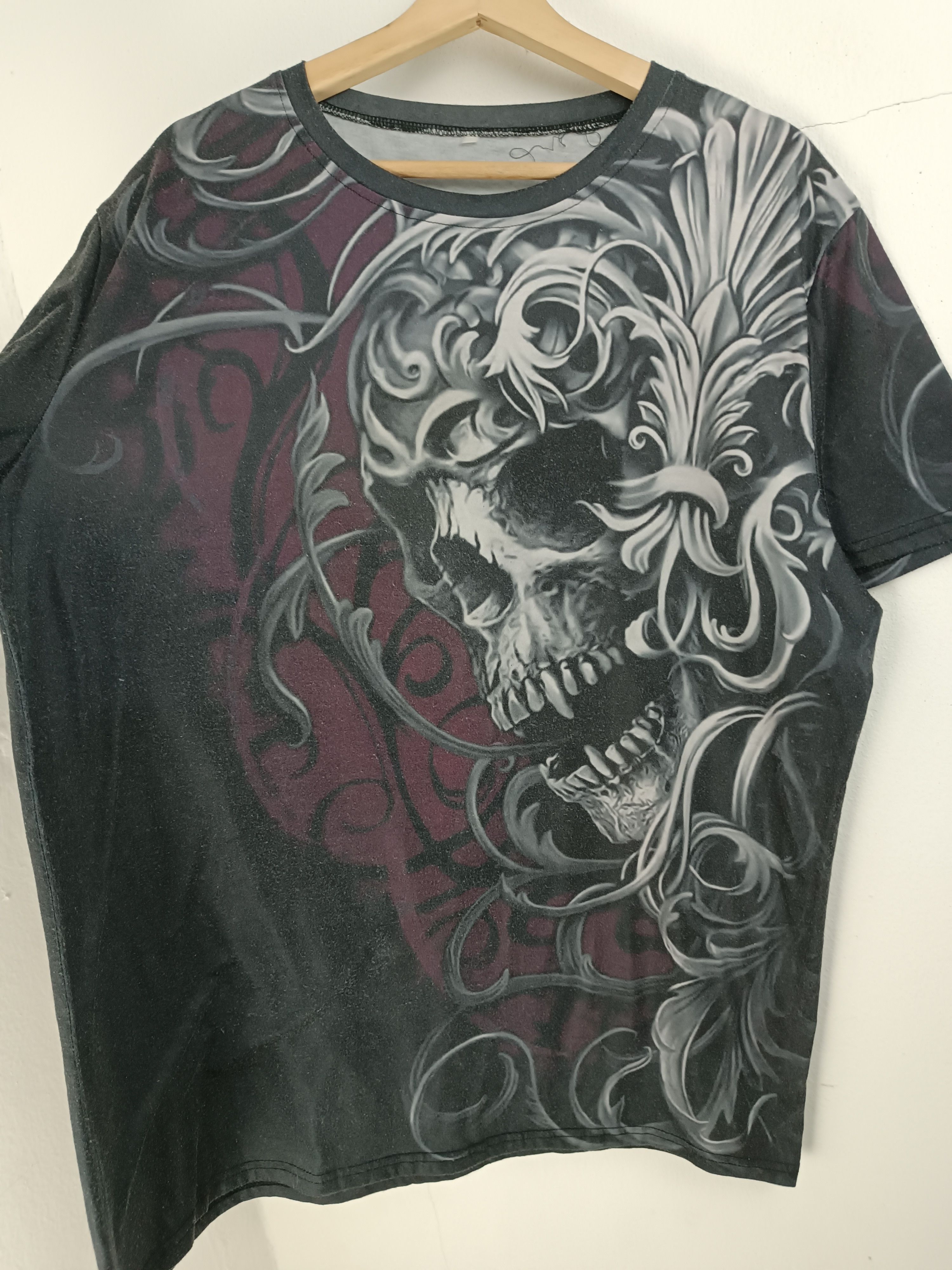 Other VINTAGE SKULLS TRIBAL FLOWER HORROR Y2K STYLE VERY RARE Size US L / EU 52-54 / 3 - 8 Thumbnail