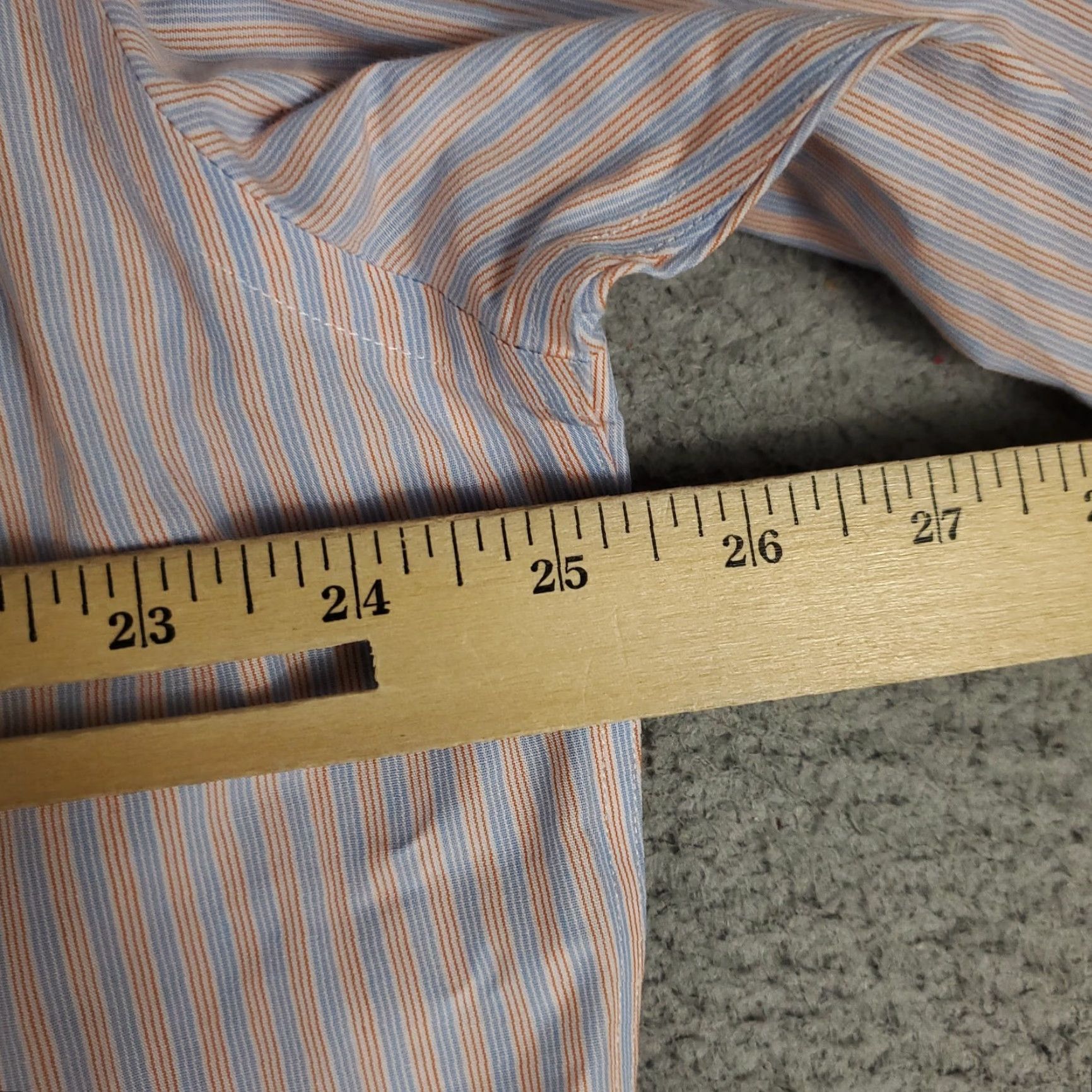 Brooks Brothers BROOKS BROTHERS Dress Shirt 16.5 Blue Orange Striped Long Sleeve Button-Up Non-Iron Mens Size 42R - 6 Thumbnail