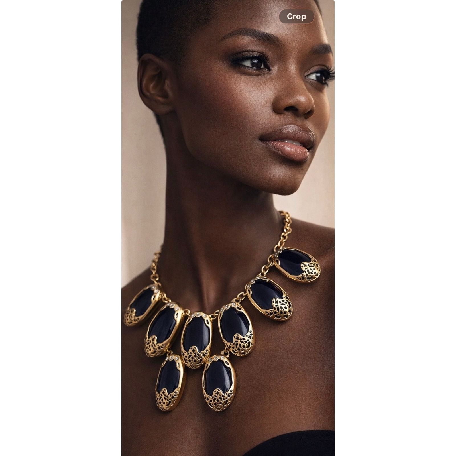 Other Vintage Gold Tone Blue Acrylic Statement Necklace 22” Size ONE SIZE - 1 Thumbnail