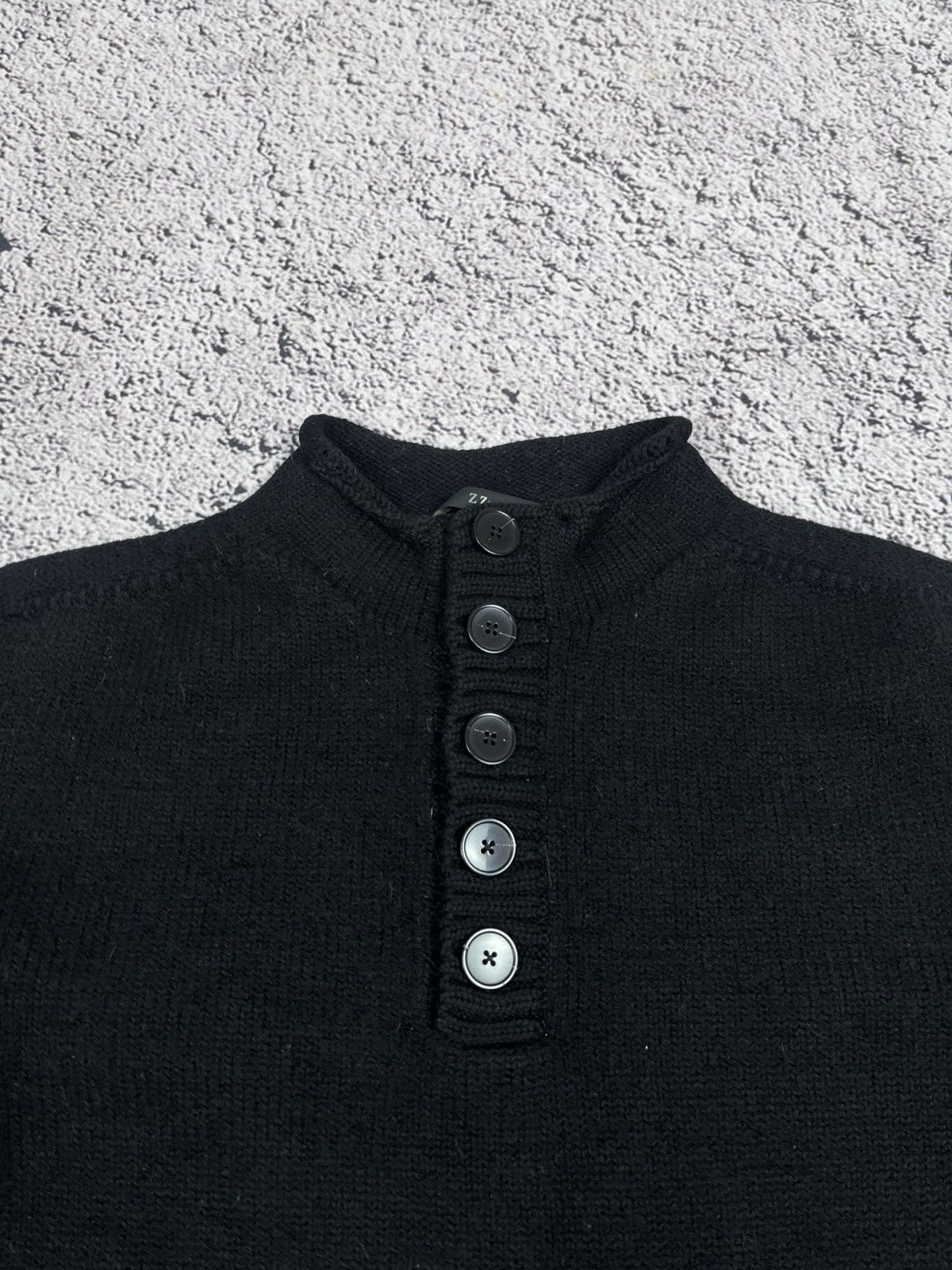 Z Zegna Z Zegna Italy 100% Wool Mock Neck Button Sweater Black L Size US L / EU 52-54 / 3 - 4 Thumbnail