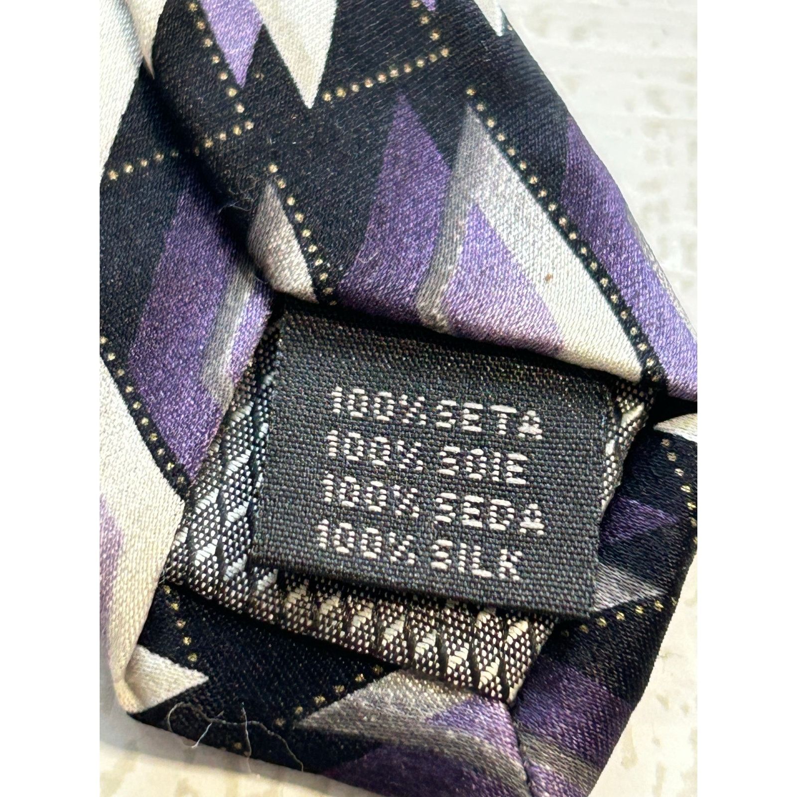 Covington Covington Silk Tie Black Purple White Geometric Pattern Size ONE SIZE - 5 Thumbnail