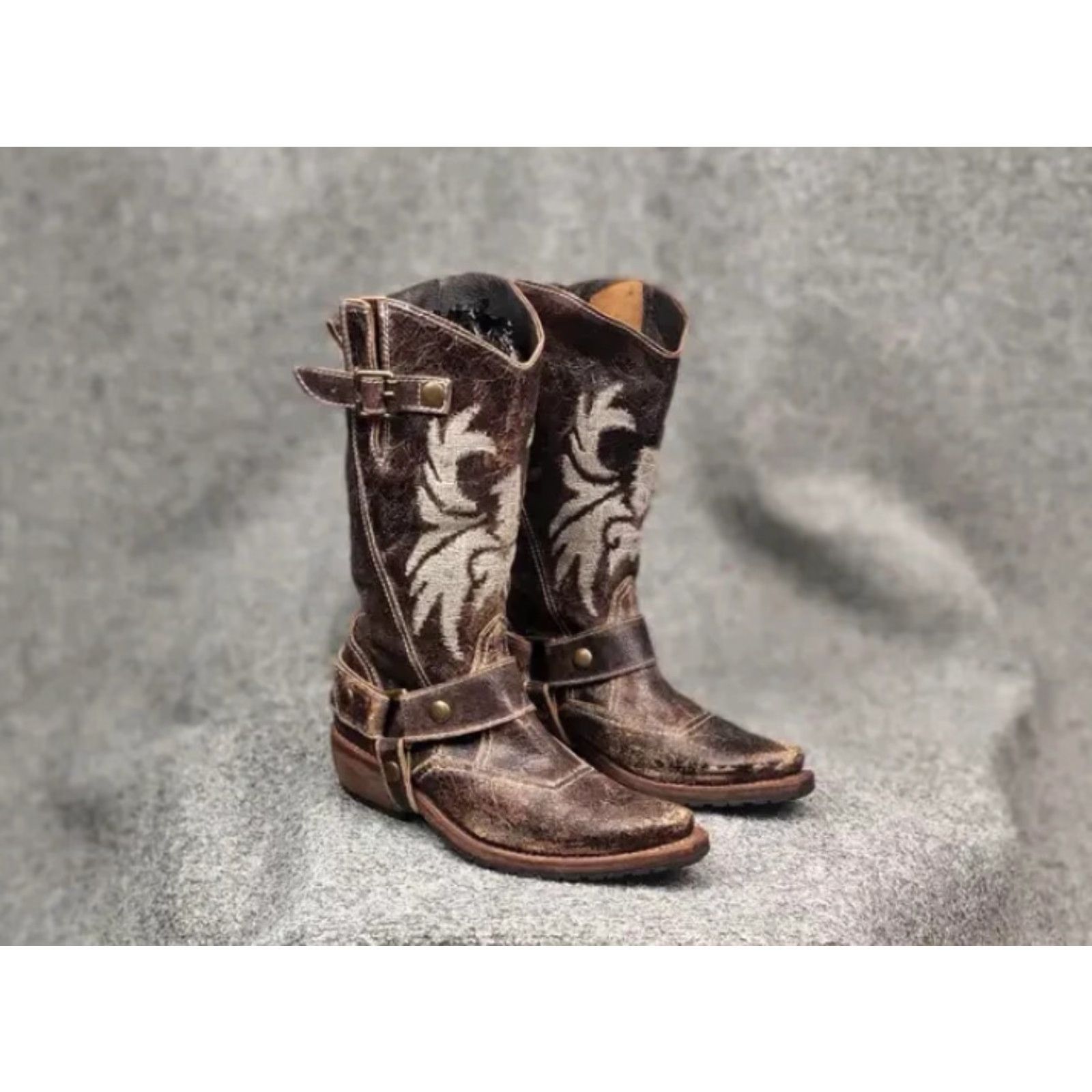 Vintage VINTAGE Sancho Boots Barbados Leather Embroidered Logo Buckle Boot Women 6 Brown 90s Size US 6 / IT 36 - 2 Thumbnail