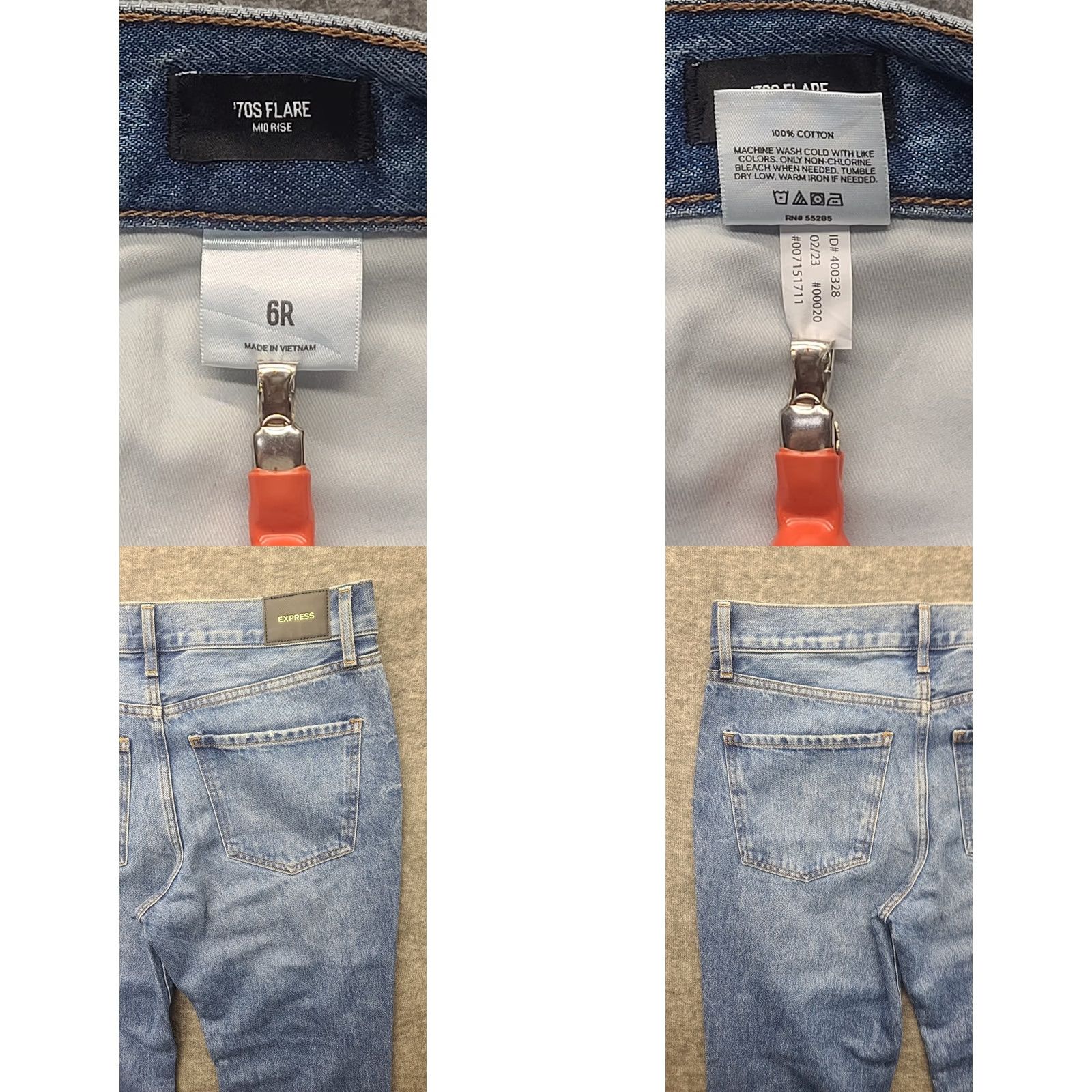 Express VINTAGE EXPRESS Jeans Womens 6x32 70S Flare Regular Fit Mid Rise Festival Distressed Size 28" / US 6 / IT 42 - 8 Thumbnail
