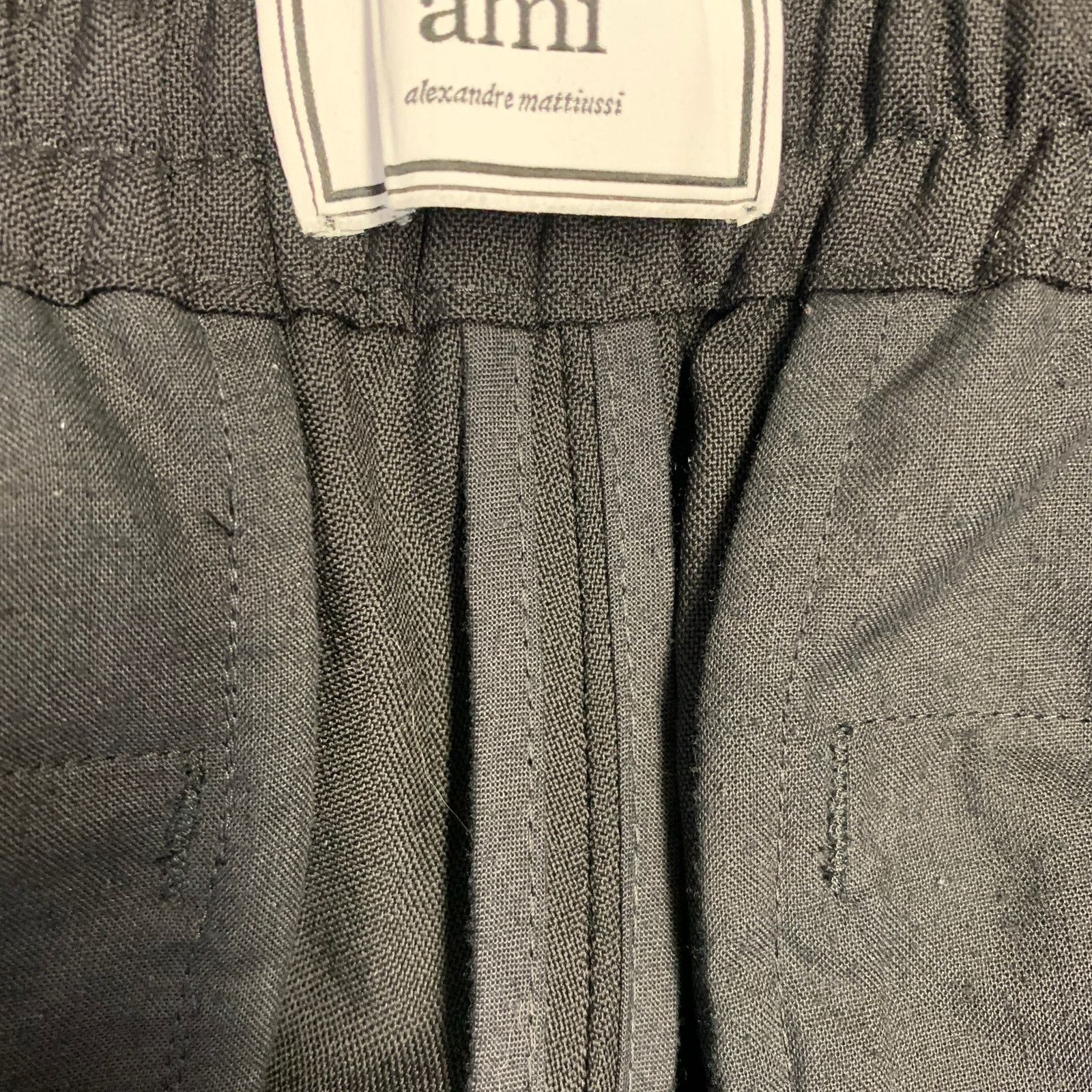 AMI Size 28 Black Virgin Wool Pleated Drawstring Dress Pants Size US 28 / EU 44 - 7 Thumbnail