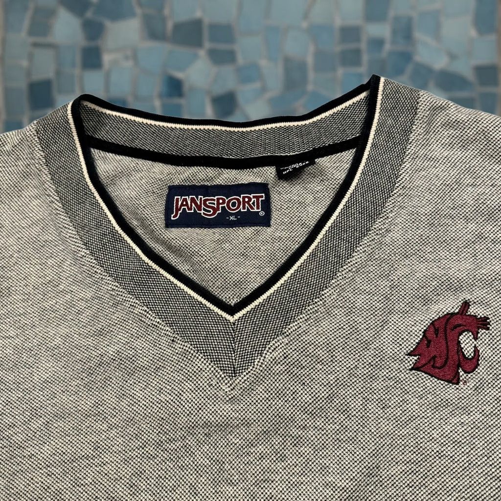 Jansport VINTAGE Jansport Washington State Cougars Vest Mens XL Gray Embroidered Sweater Size US XL / EU 56 / 4 - 1 Thumbnail