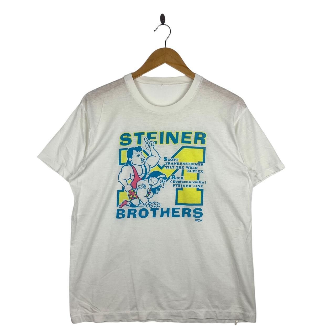 Vintage Vintage 80’ STEINER BROTHERS WCW Wrestling Tee Shirt Top Size US M / EU 48-50 / 2 - 1 Thumbnail