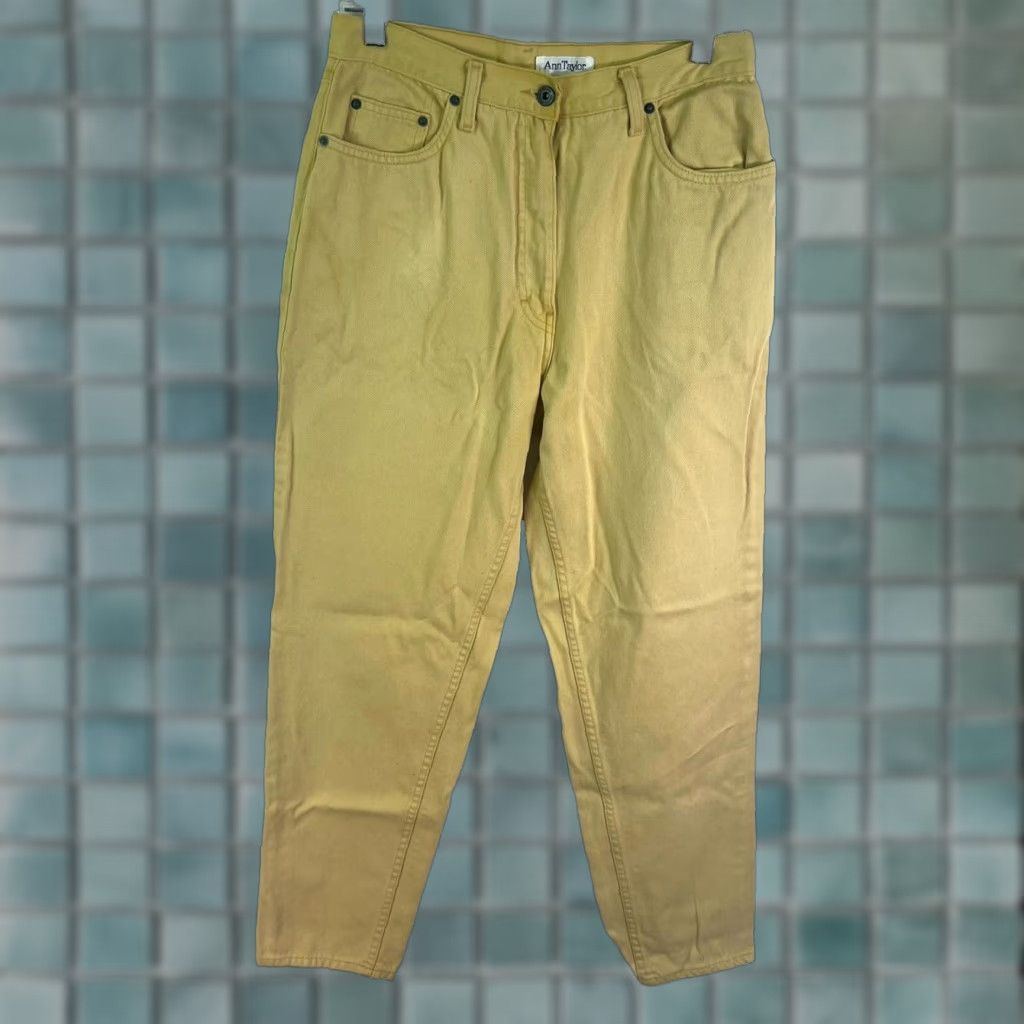 Ann Taylor VINTAGE Ann Taylor Jeans Women Size 10 Yellow Denim High Rise Tapered 90s Womens Size 32" / US 10 / IT 46 - 1 Thumbnail