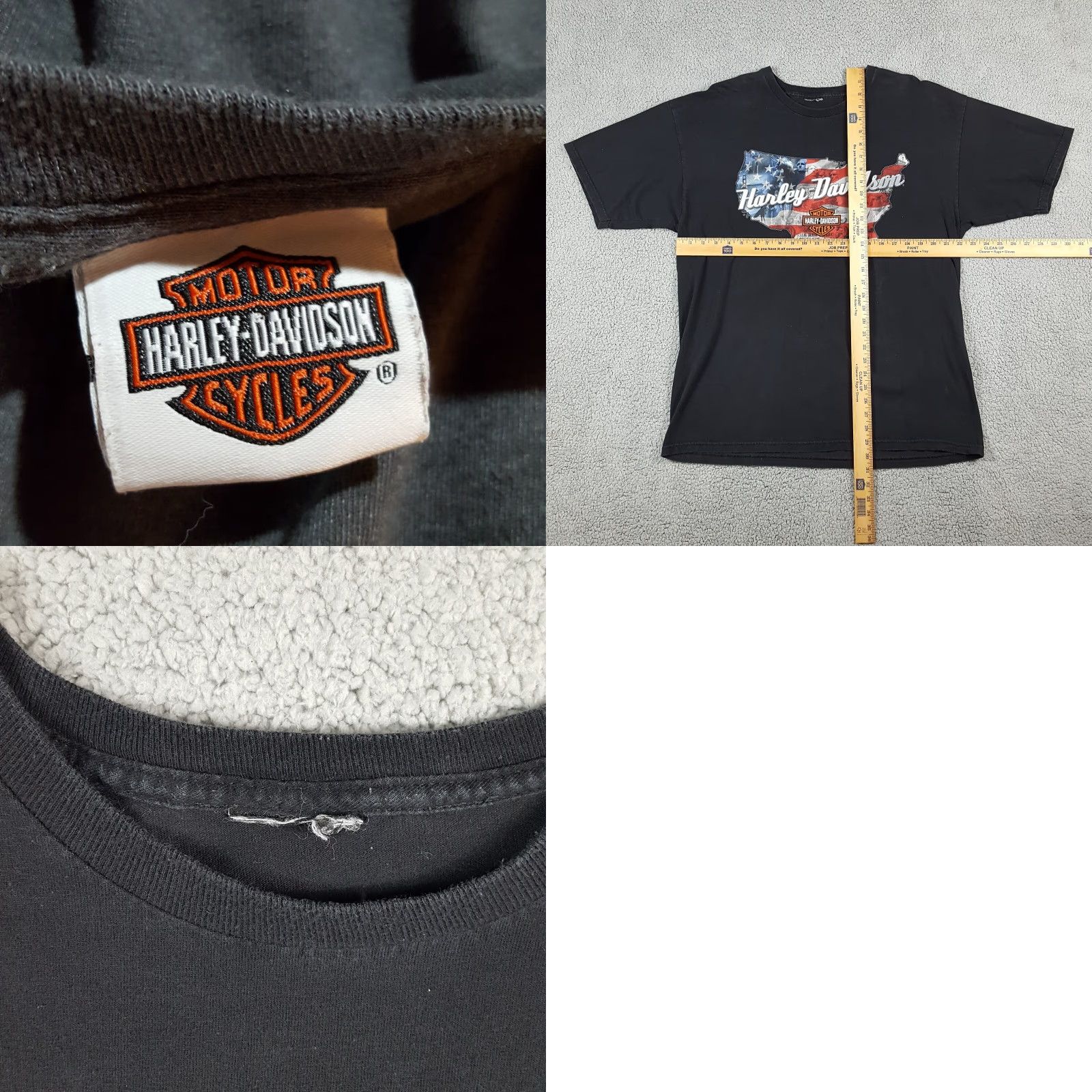 Harley Davidson VINTAGE Harley-Davidson T-Shirt Motorcycle Faded USA Map Men's XL Black Patriotic Biker 00s 90s Vintage Grunge Logo Embroidered Mens T-Shirt Size US XL / EU 56 / 4 - 8 Thumbnail