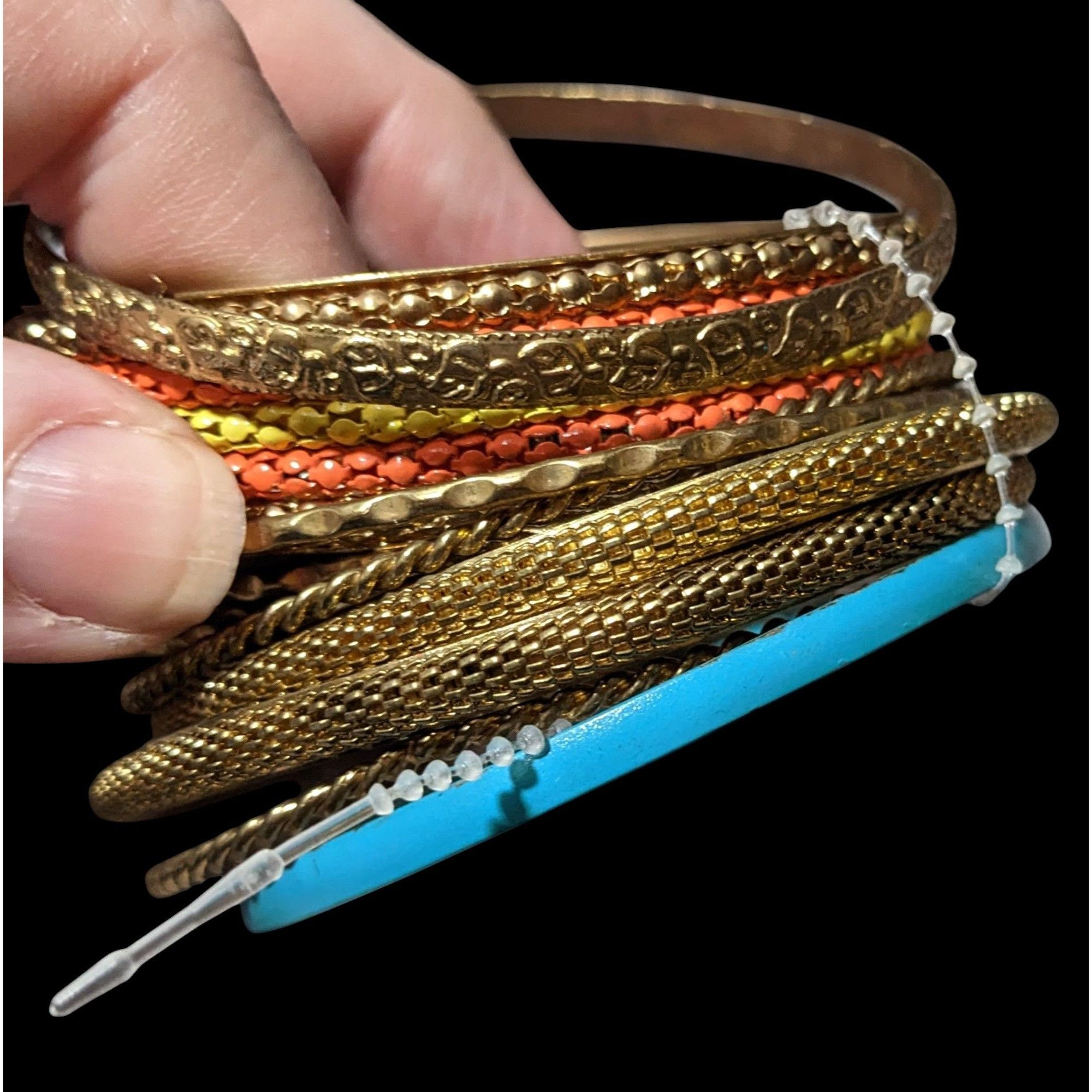 Other Gold Tone Orange And Blue Metal Bangle Bundle (11) Size ONE SIZE - 6 Thumbnail