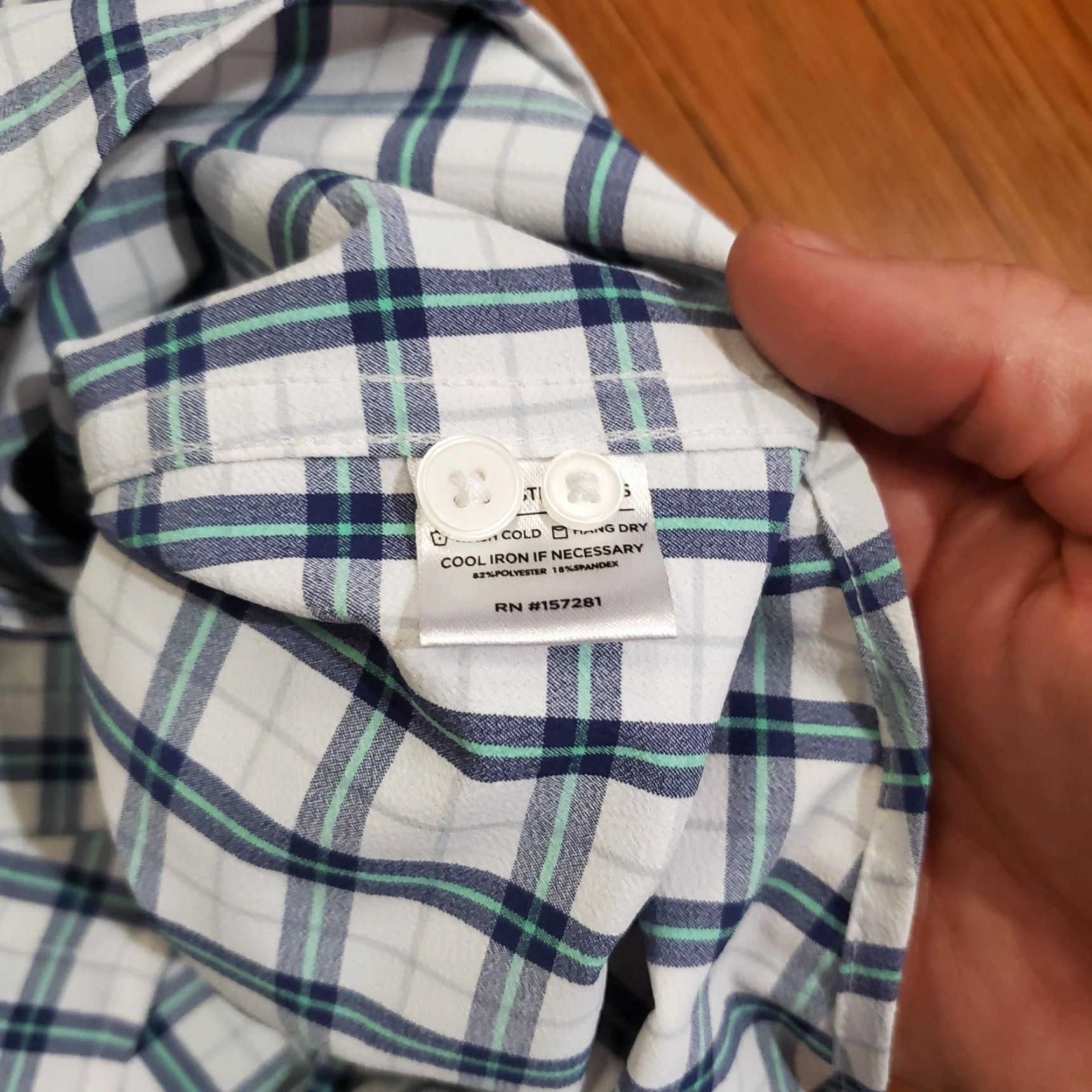 Mizzen+Main Mizzen+Main Leeward Shirt Mens Medium Plaid Dress Shirt Slim Fit 1WS-0564 Blue Green Size 40R - 6 Thumbnail