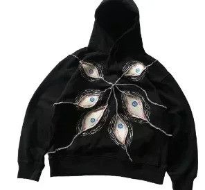 Vintage big eye pattern patchwork hoodie Size US L / EU 52-54 / 3 - 1 Thumbnail