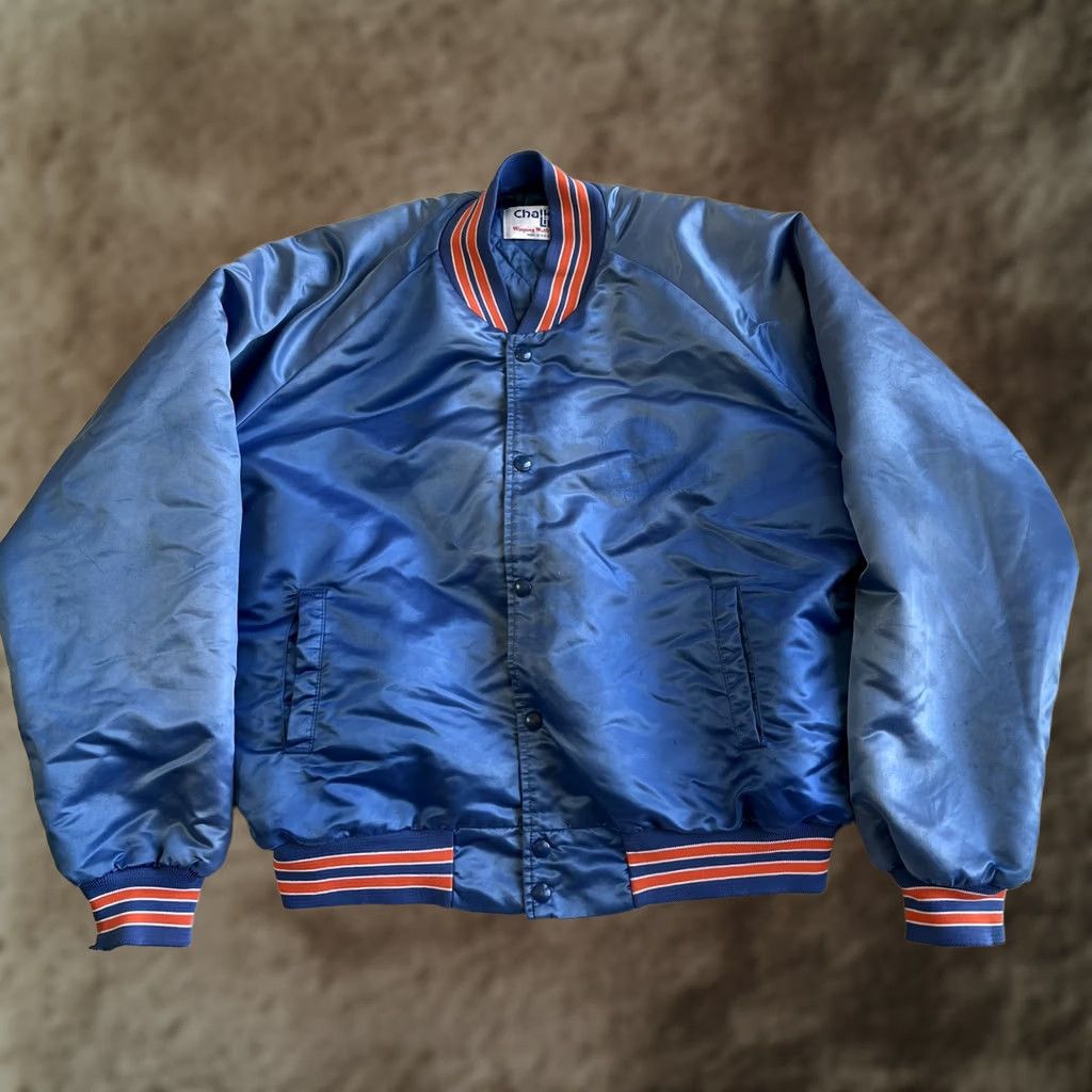 Chalk Line VINTAGE Chalk Line Jacket Mens 2XL Blue Satin Varsity Bomber USA Made Size US XXL / EU 58 / 5 - 1 Thumbnail