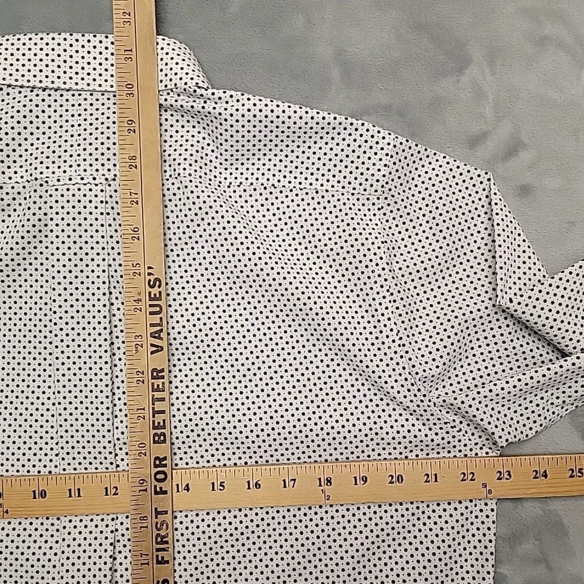 Roundtree & Yorke Gold Label Shirt Mens 16.5 33 Blue Geometric Non Iron Performance Stretch Blend Shirt Size US XL / EU 56 / 4 - 8 Thumbnail