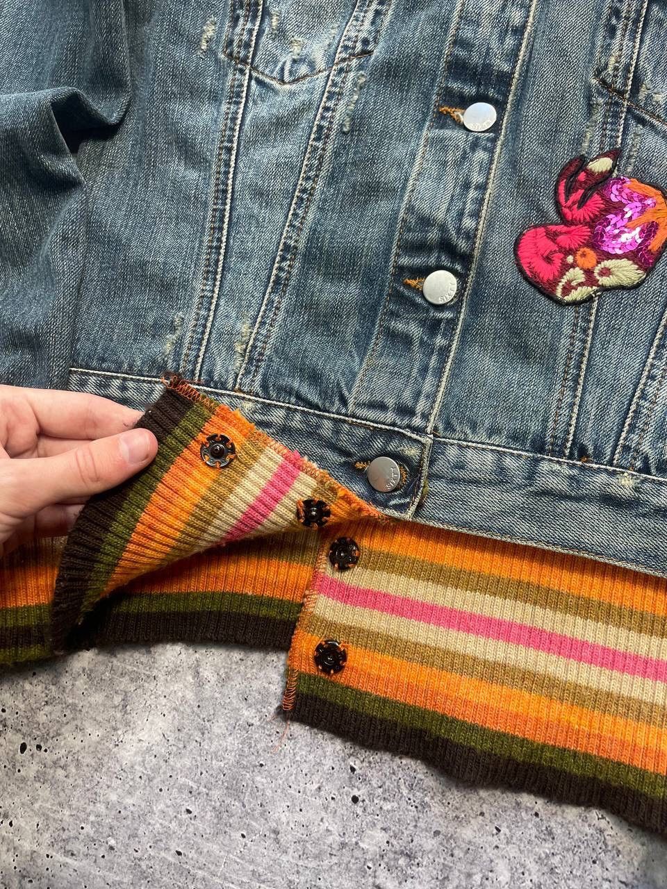 If Six Was Nine × Japanese Brand × Miss Sixty Vintage Crazy Miss Sixty Denim Knitted Jacket Y2K Size M / US 6-8 / IT 42-44 - 4 Thumbnail