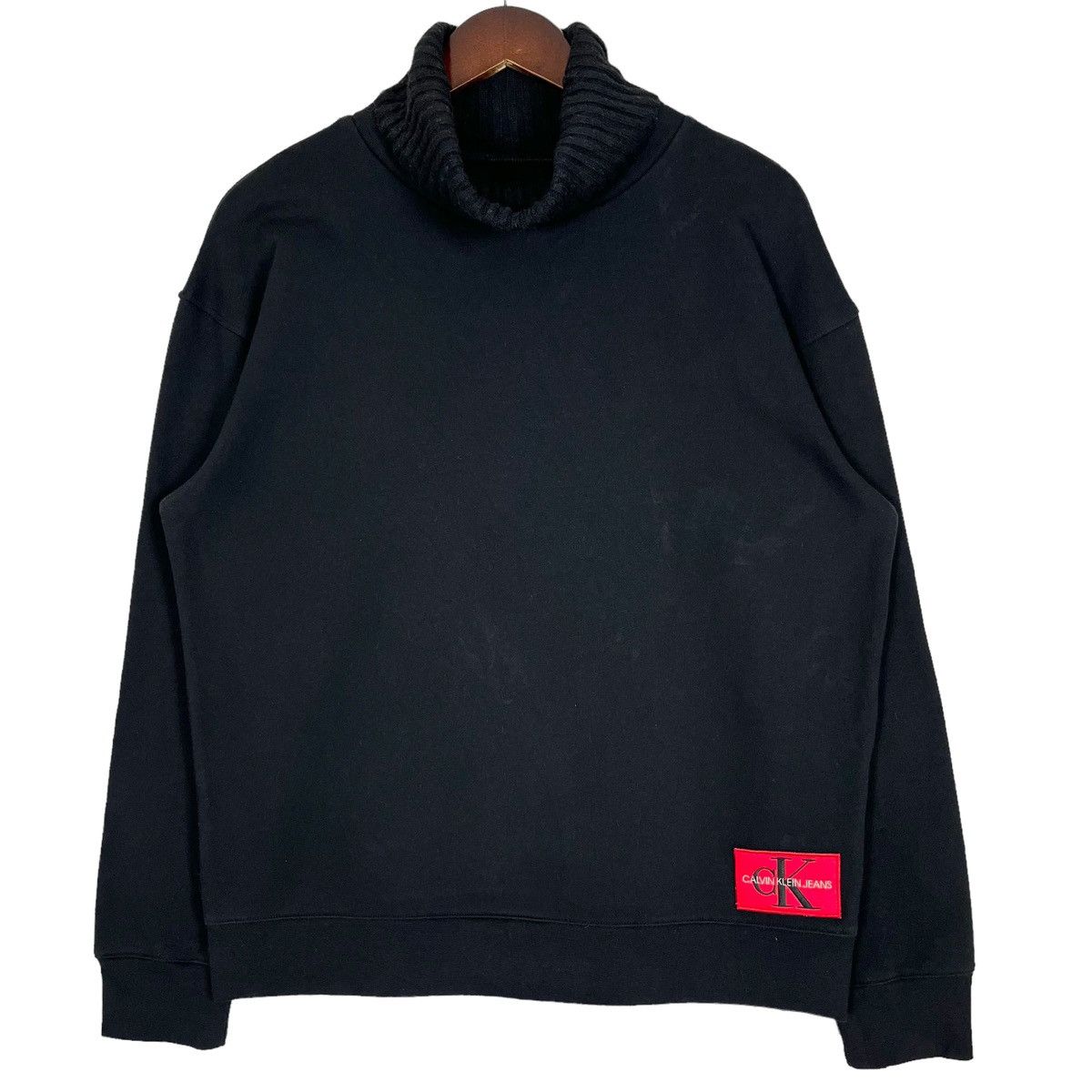 image of Calvin Klein Turtleneck Collar Women Sweatshirt in Black (Size Medium)