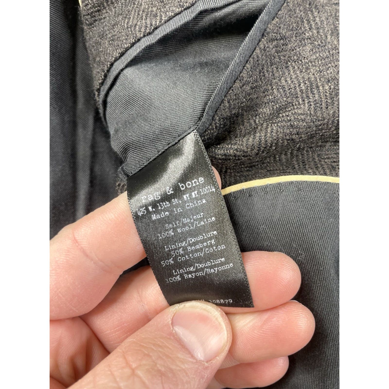 Rag & Bone Rag & Bone Blazer Mens 38 Brown Wool Herringbone Notch Lapel One-Button Single-Breasted Jacket Coat Regular Fit Size 38R - 5 Thumbnail
