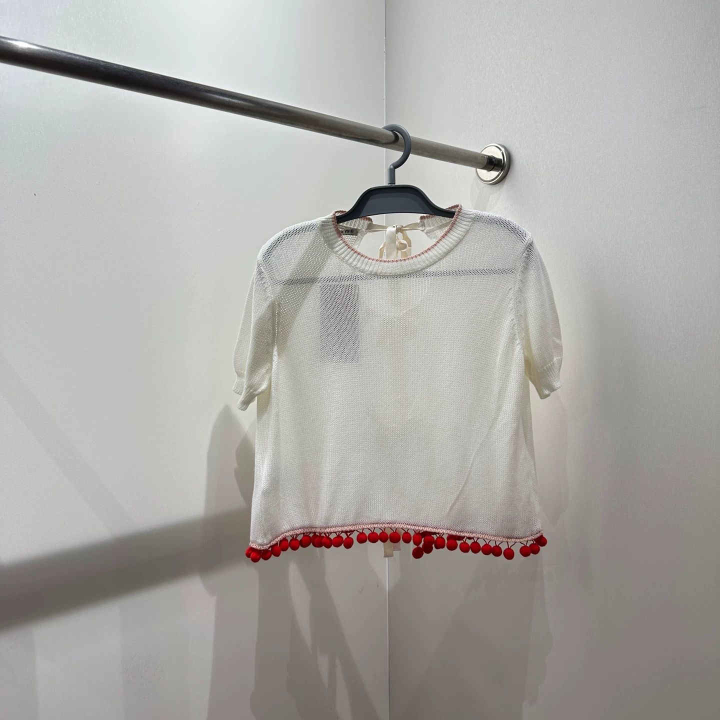 Miu Miu MIU MIU mar541 ribbon knit draped tee 36 cotton Size XS / US 0-2 / IT 36-38 - 1 Thumbnail