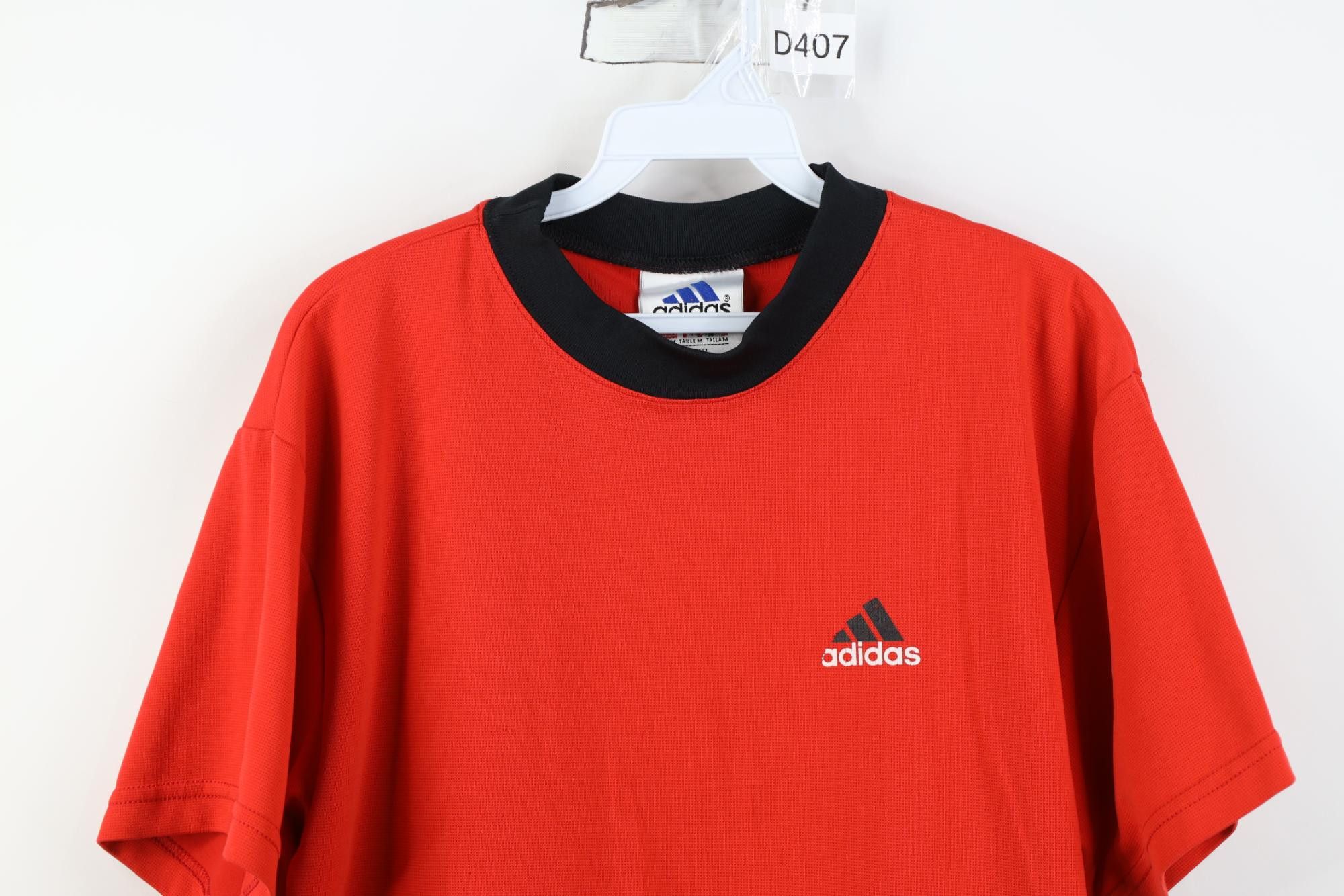 Adidas Vintage 90s Adidas Thermal Knit Short Sleeve T-Shirt Red Size US M / EU 48-50 / 2 - 2 Thumbnail