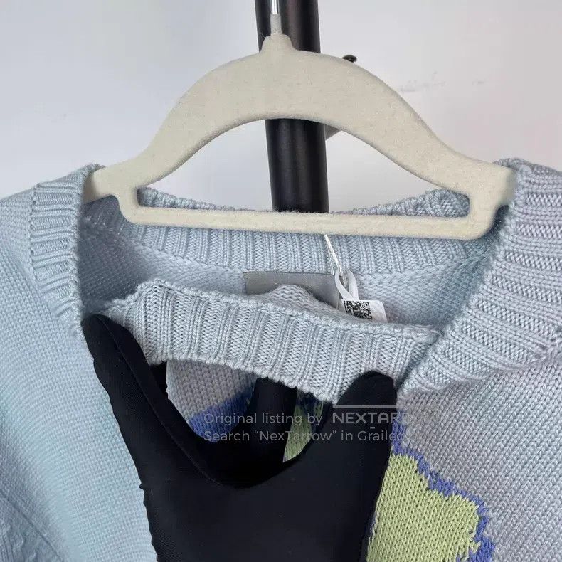 Dior Dior Wool flower sweater light blue Size US M / EU 48-50 / 2 - 8 Thumbnail