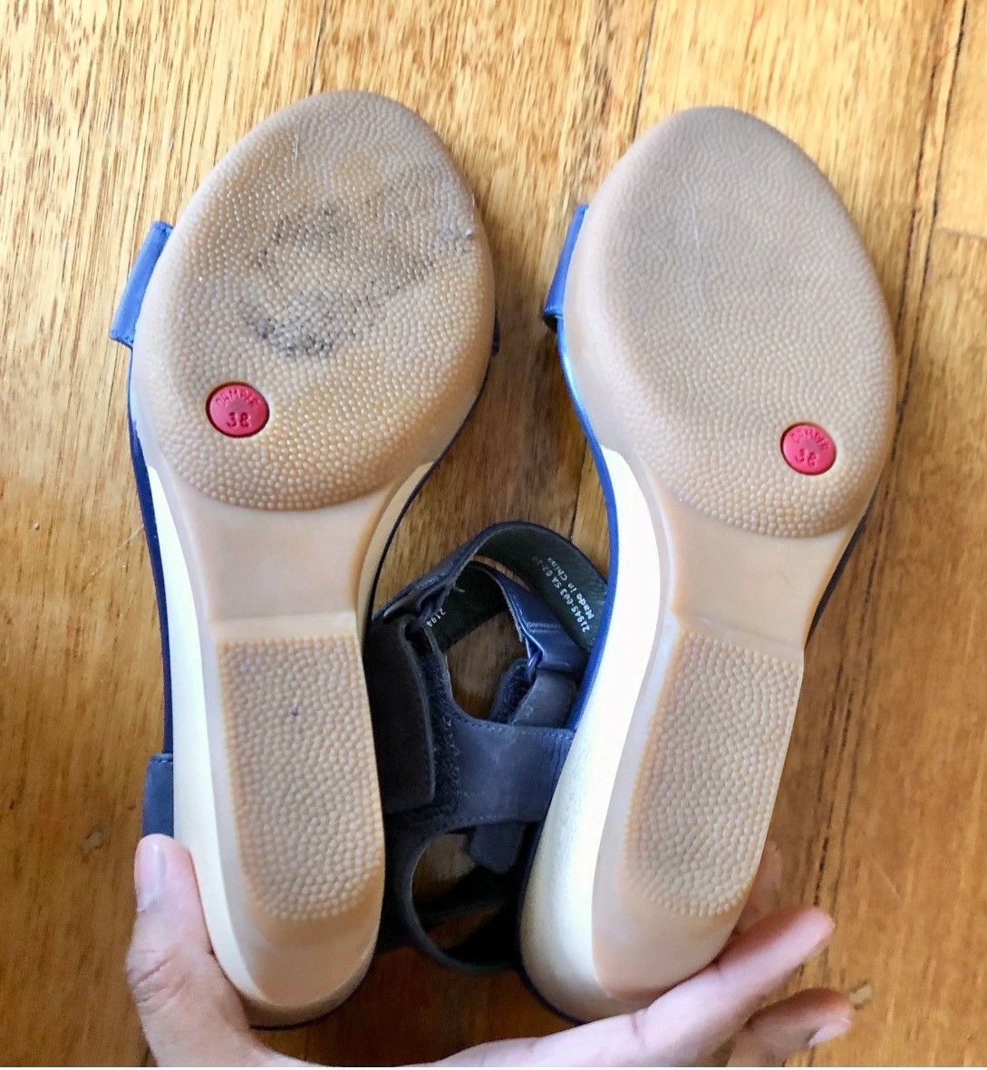 Camper Camper Leather Blue Sandals Wedge Heels 💙 Size US 7 / IT 37 - 8 Thumbnail
