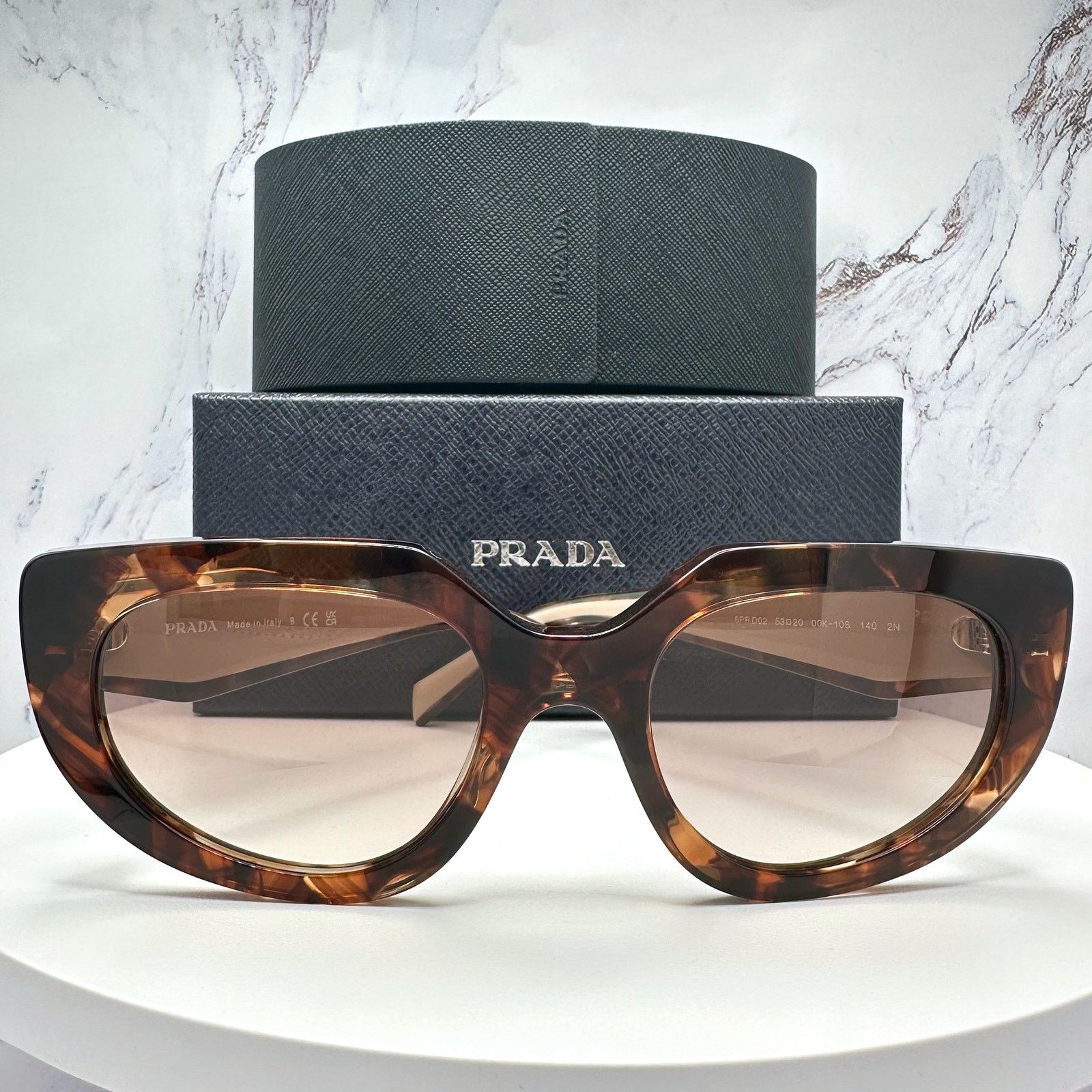 Prada PRADA Sunglasses Brown Tortoise Caramel Gold Symbole Oval Size ONE SIZE - 16 Thumbnail