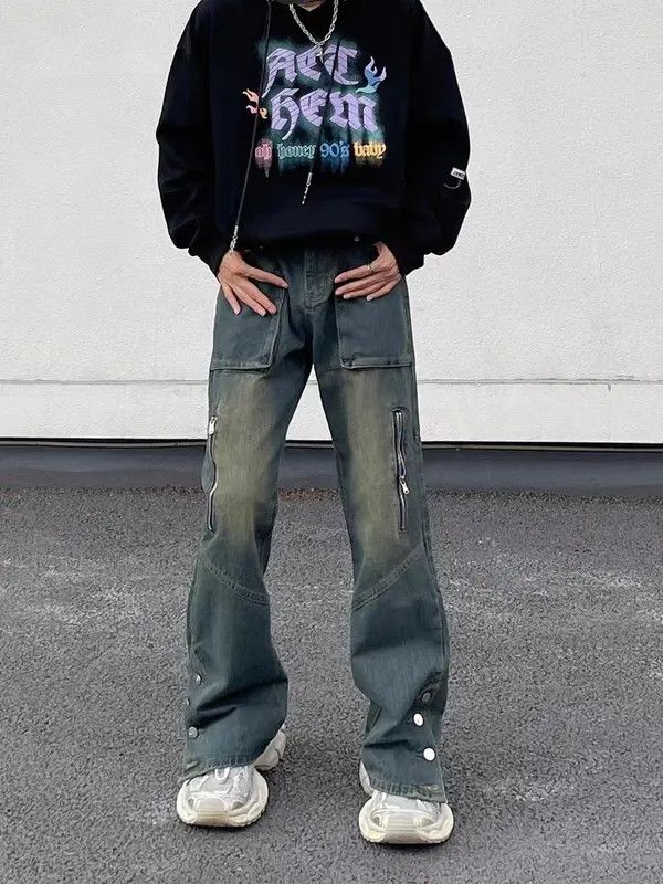 VIBE Retro high street washed distressed buttoned jeans Size US 34 / EU 50 - 7 Thumbnail
