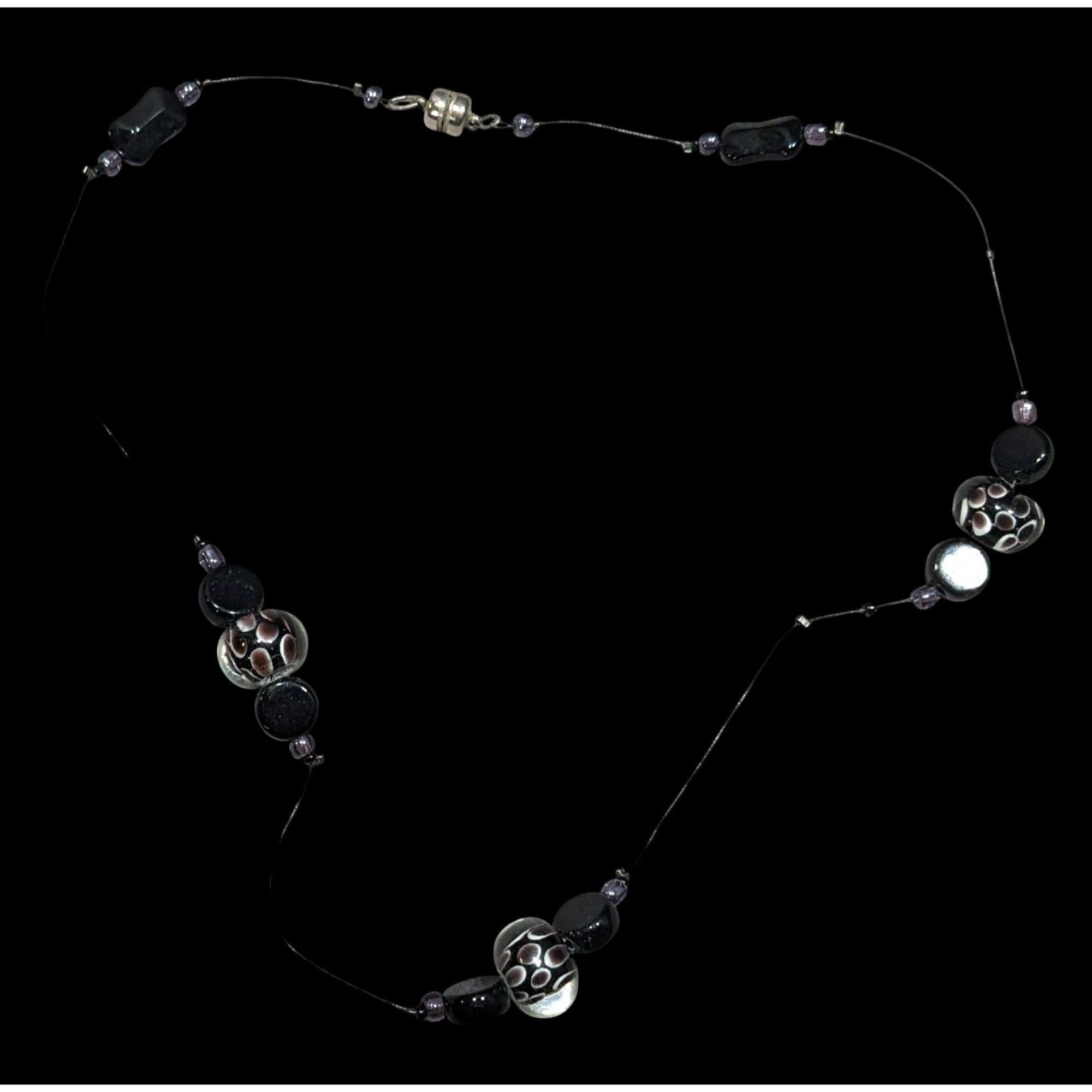 Other Elegant Lamp Work Glass Beaded Black And Silver Tone Station Size ONE SIZE - 4 Thumbnail