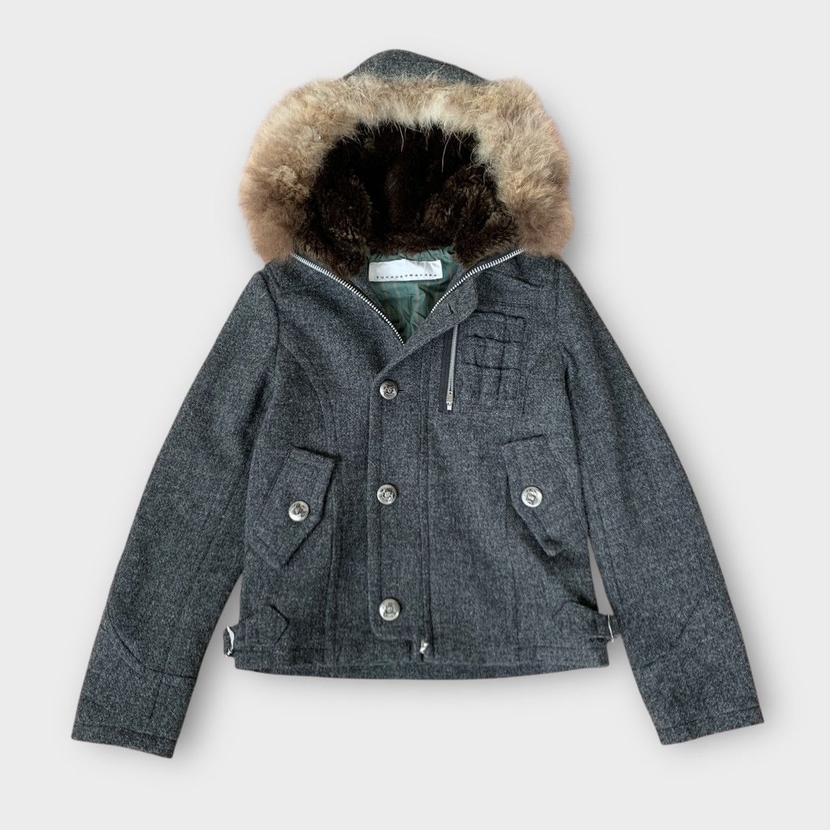 Issey Miyake ISSEY MIYAKE SUNAOKUWAHARA FUR WOOL HOODIE JACKET CROPPED Size S / US 4 / IT 40 - 6 Thumbnail