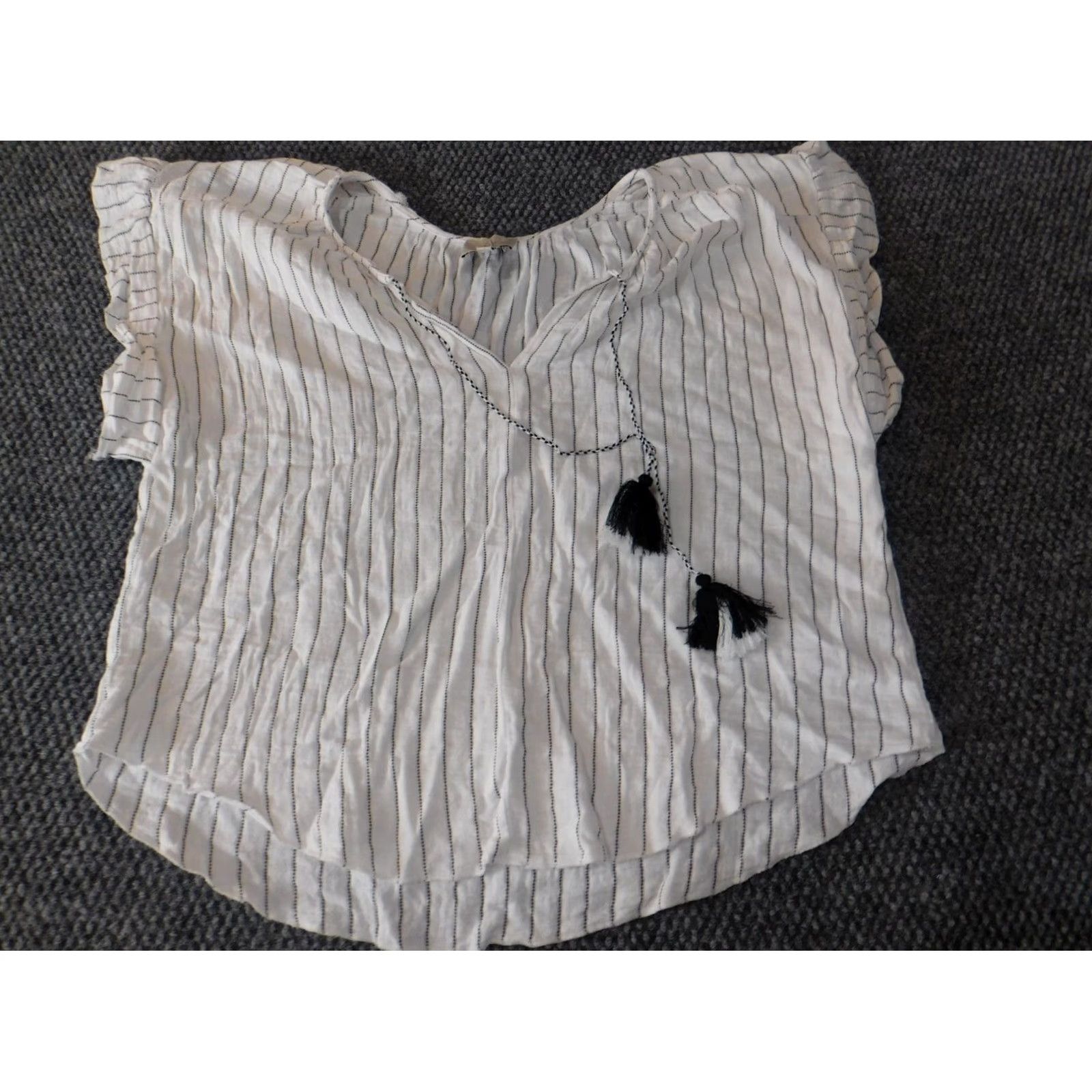 Joie JOIE Blouse Women Shirt S White Striped Round Neck Pullover Casual Stretch Size S / US 4 / IT 40 - 3 Thumbnail