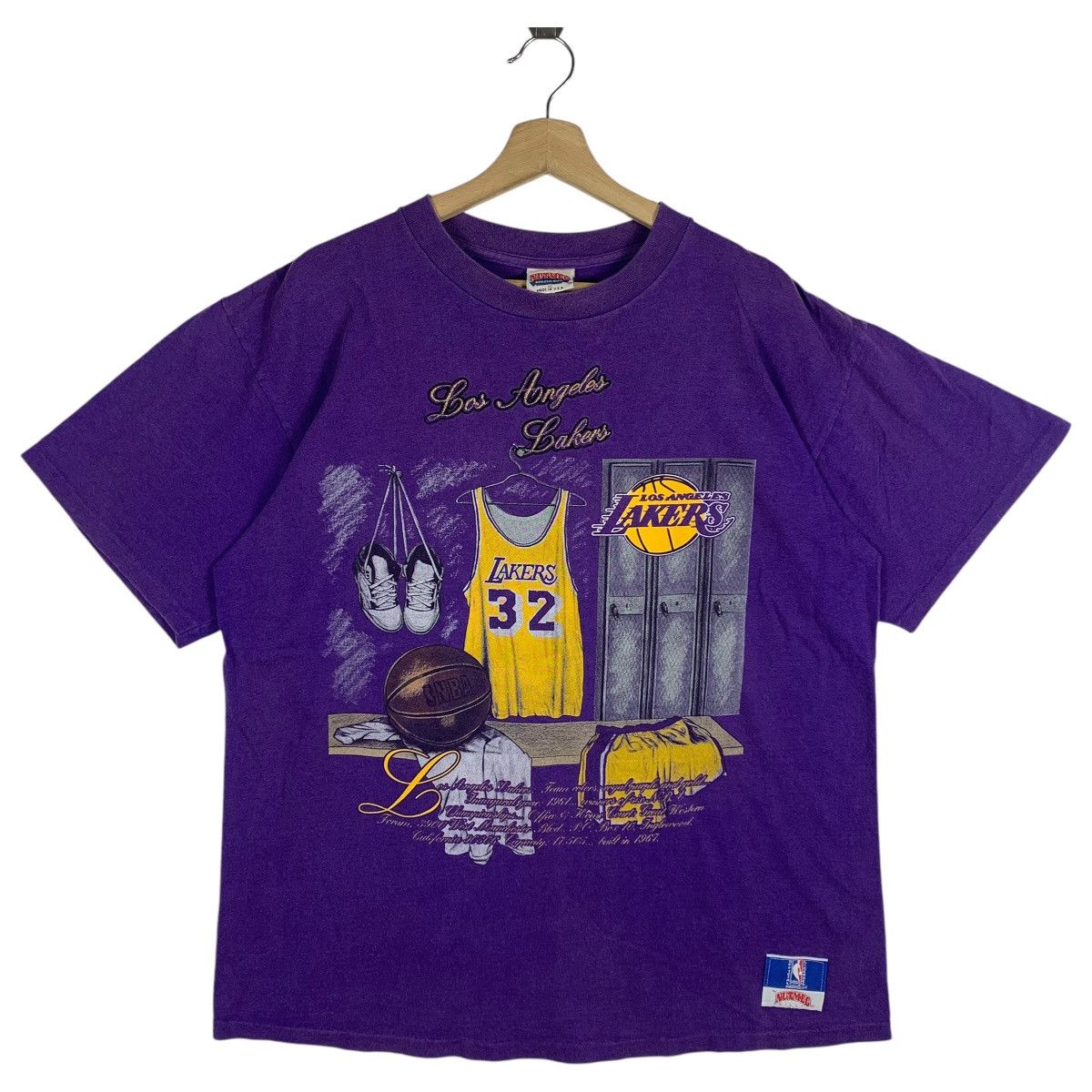 NBA × Vintage Vintage 90s LOS ANGELES LAKERS Magic johnson nutmeg tee Size US XL / EU 56 / 4 - 1 Thumbnail