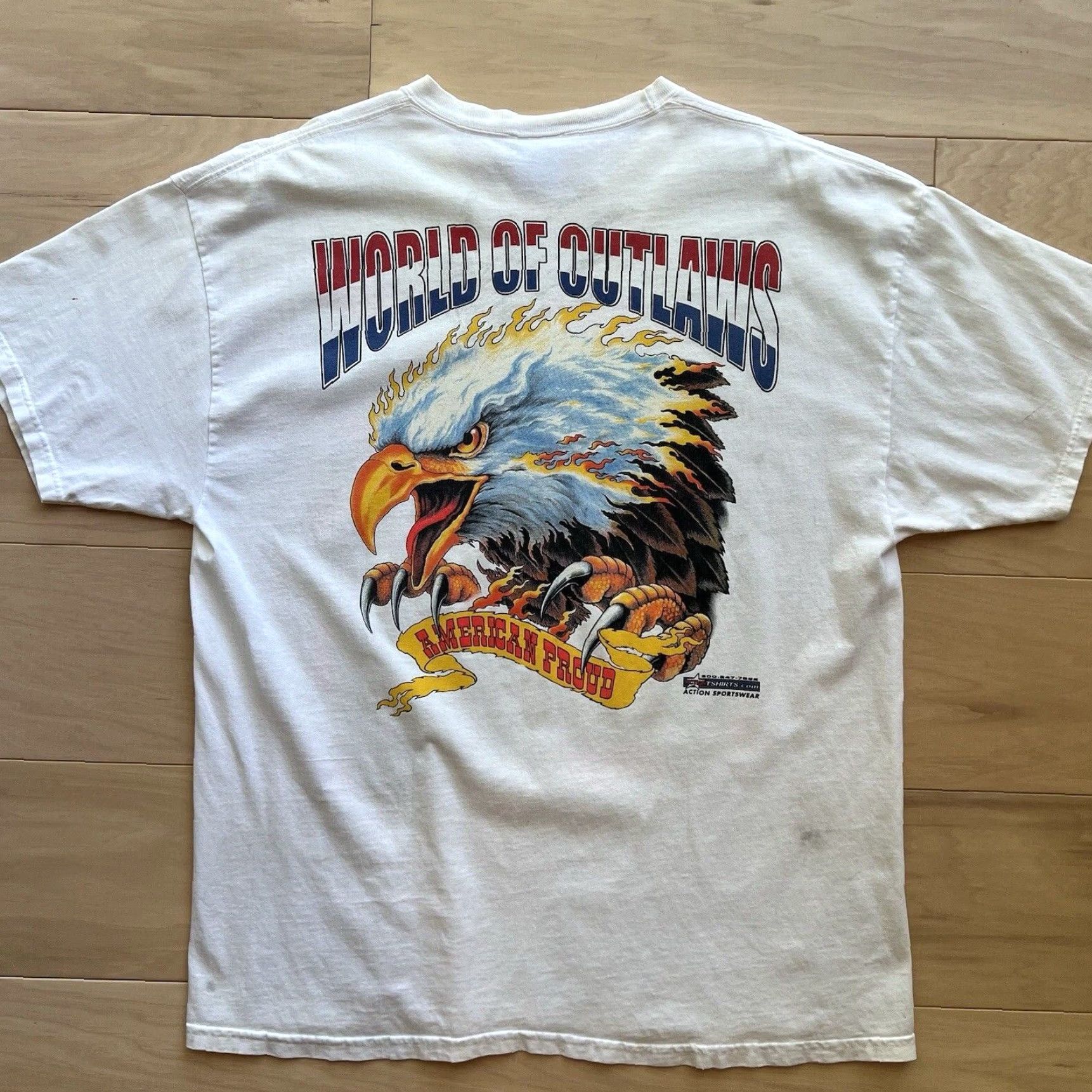 Vintage VINTAGE Outlaws Racing Shirt XL White 90s Pennzoil Eagle Art USA AOP Shirt Mens 90s Size US XL / EU 56 / 4 - 6 Thumbnail
