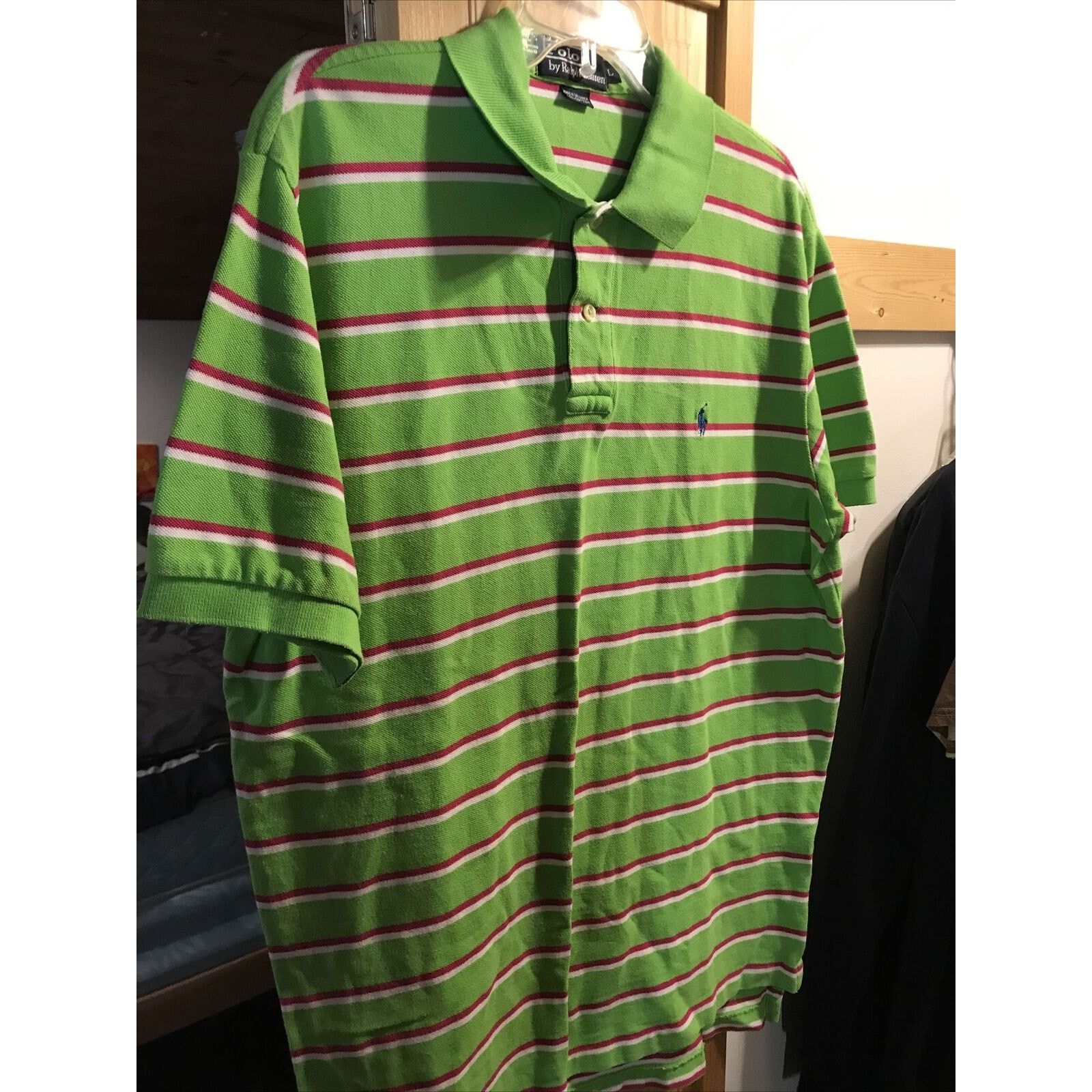 Polo Ralph Lauren Ralph Lauren Polo Men L Green SS 1/4 Button Cotton Shirt Size US L / EU 52-54 / 3 - 4 Thumbnail