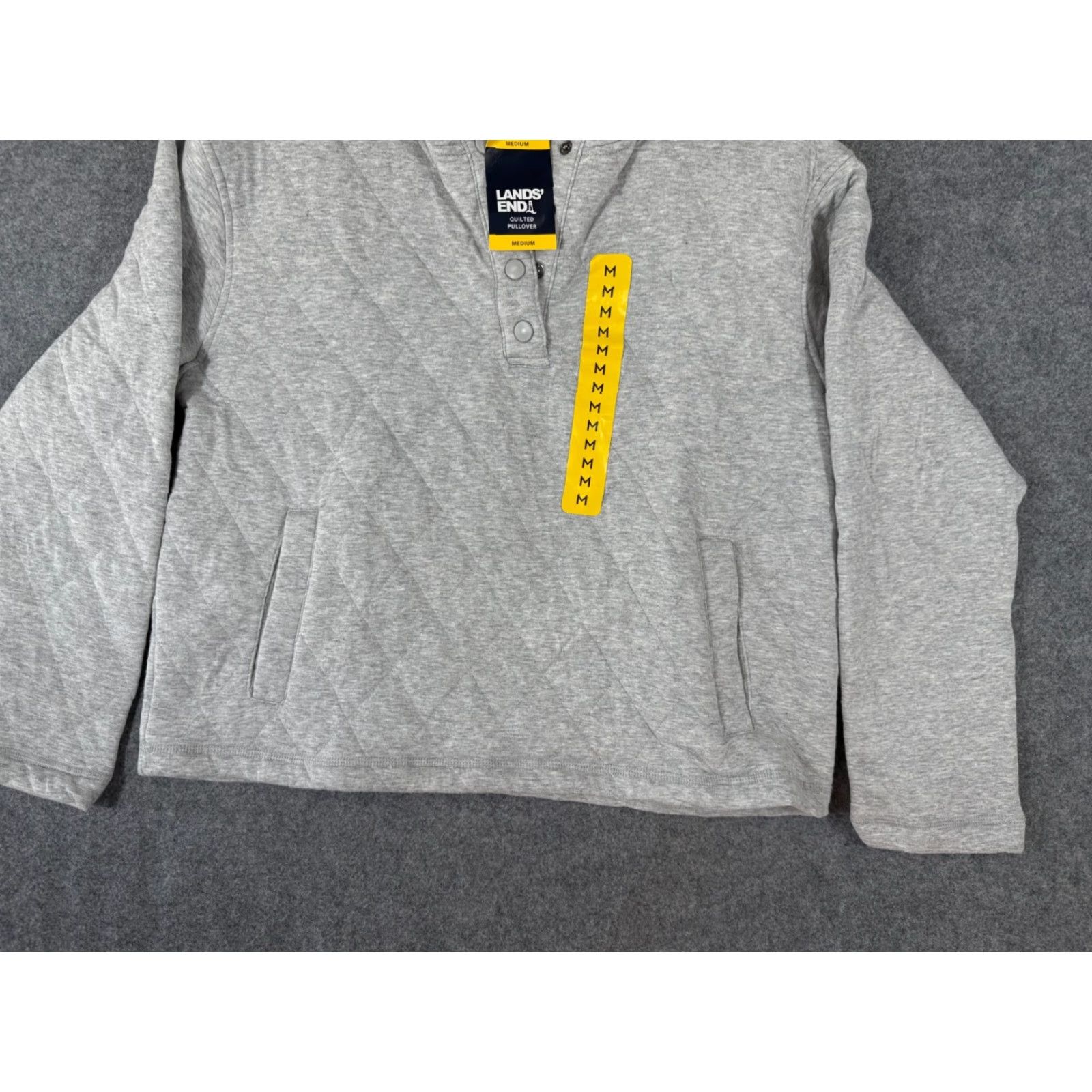 Lands' End Lands' End Quilted Pullover Hooded Sweatshirt Womens M(8-10) Grey Snap Front NWT Size M / US 6-8 / IT 42-44 - 4 Thumbnail