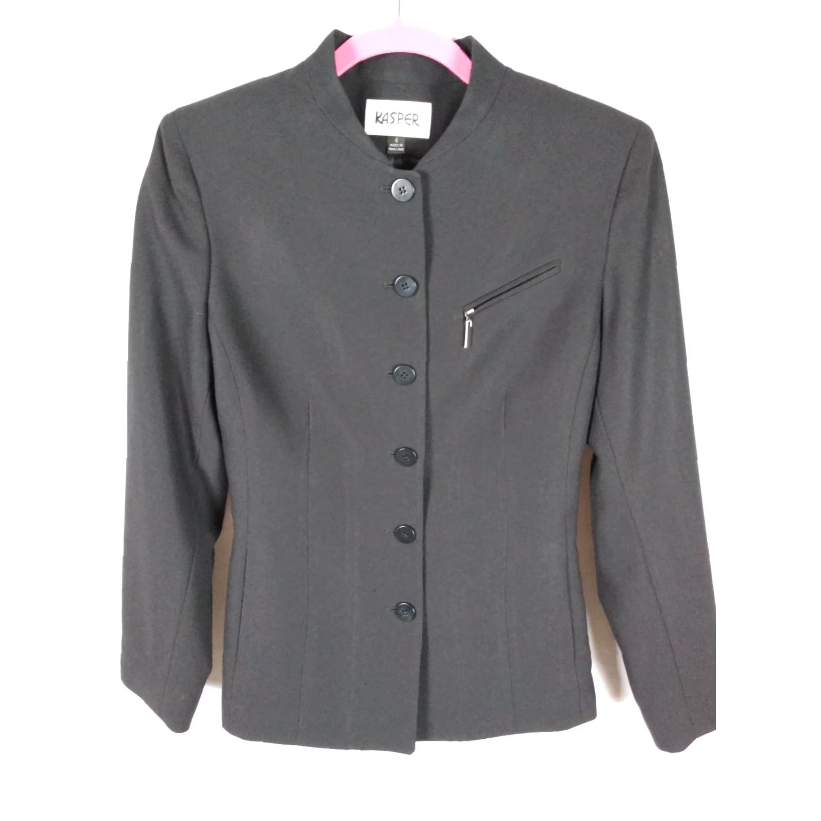 Kasper Kasper Blazer Jacket Black 4 Womens Lined Career Work Blazer Coat Size S / US 4 / IT 40 - 3 Thumbnail