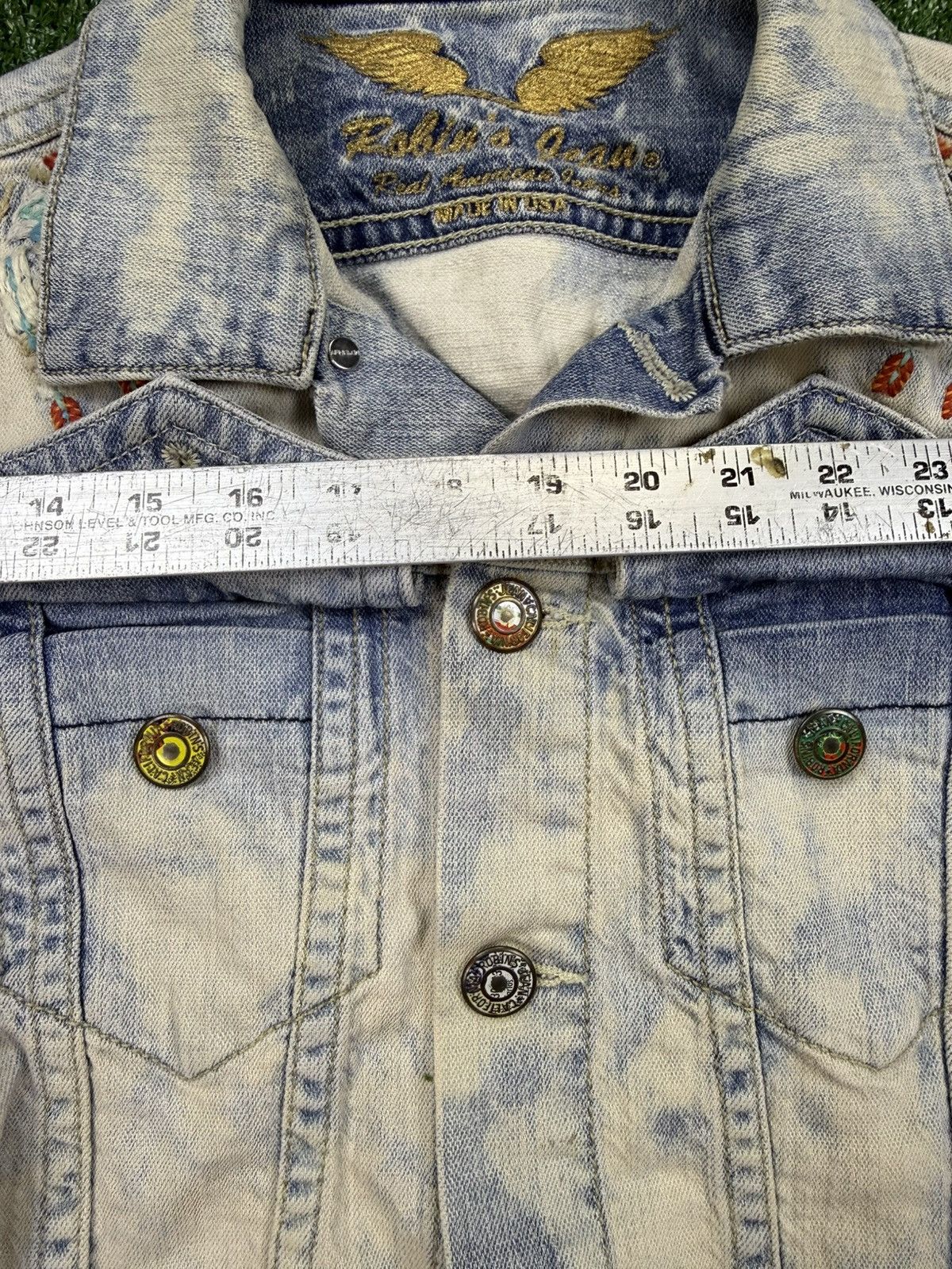 Robins Jeans Men’s size small robins Jean Jean jacket blue acid wash Size US S / EU 44-46 / 1 - 17 Thumbnail