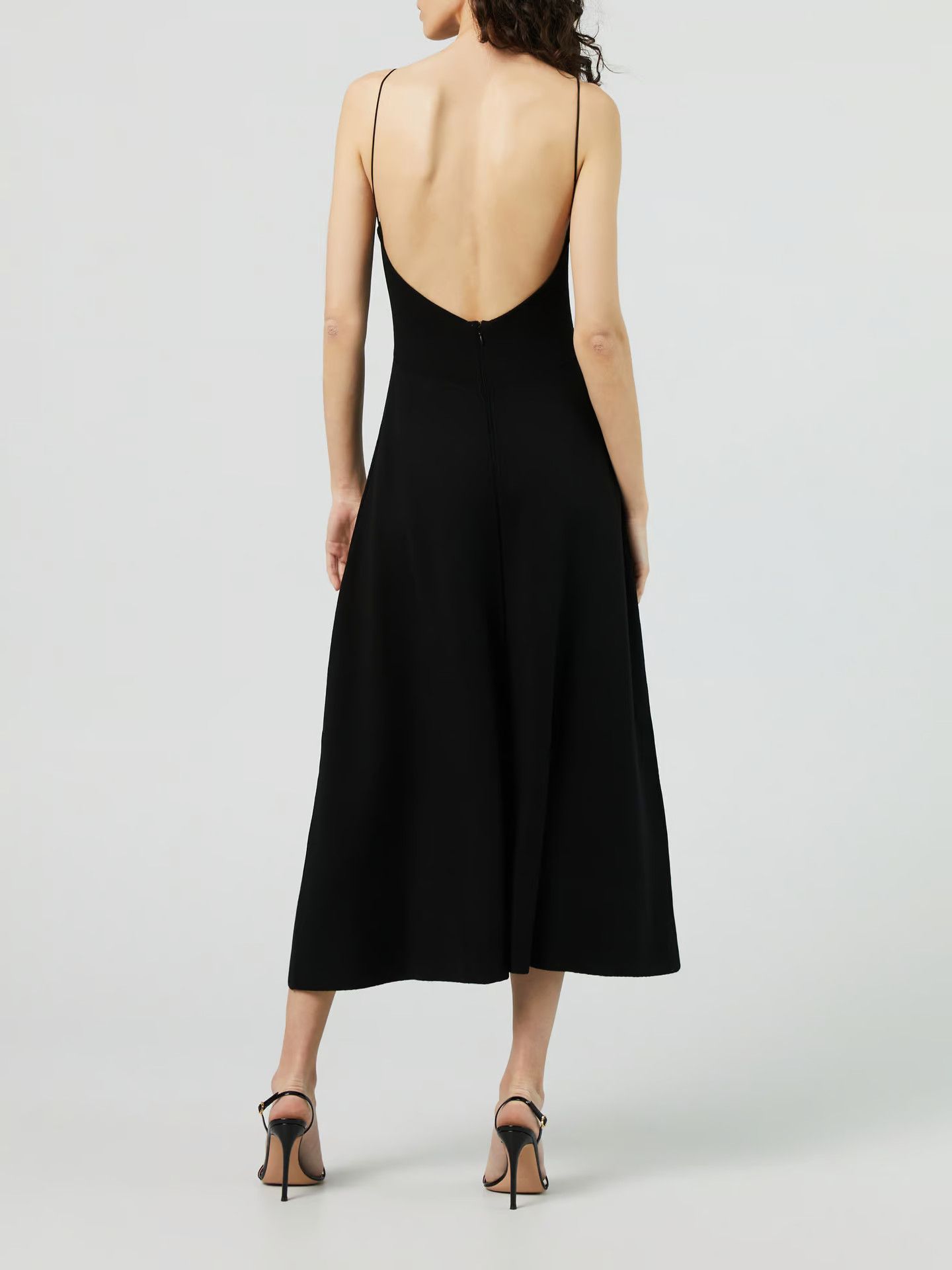 Saint Laurent Paris o1y0126 Midi Dress in Black Size L / US 10 / IT 46 - 6 Thumbnail