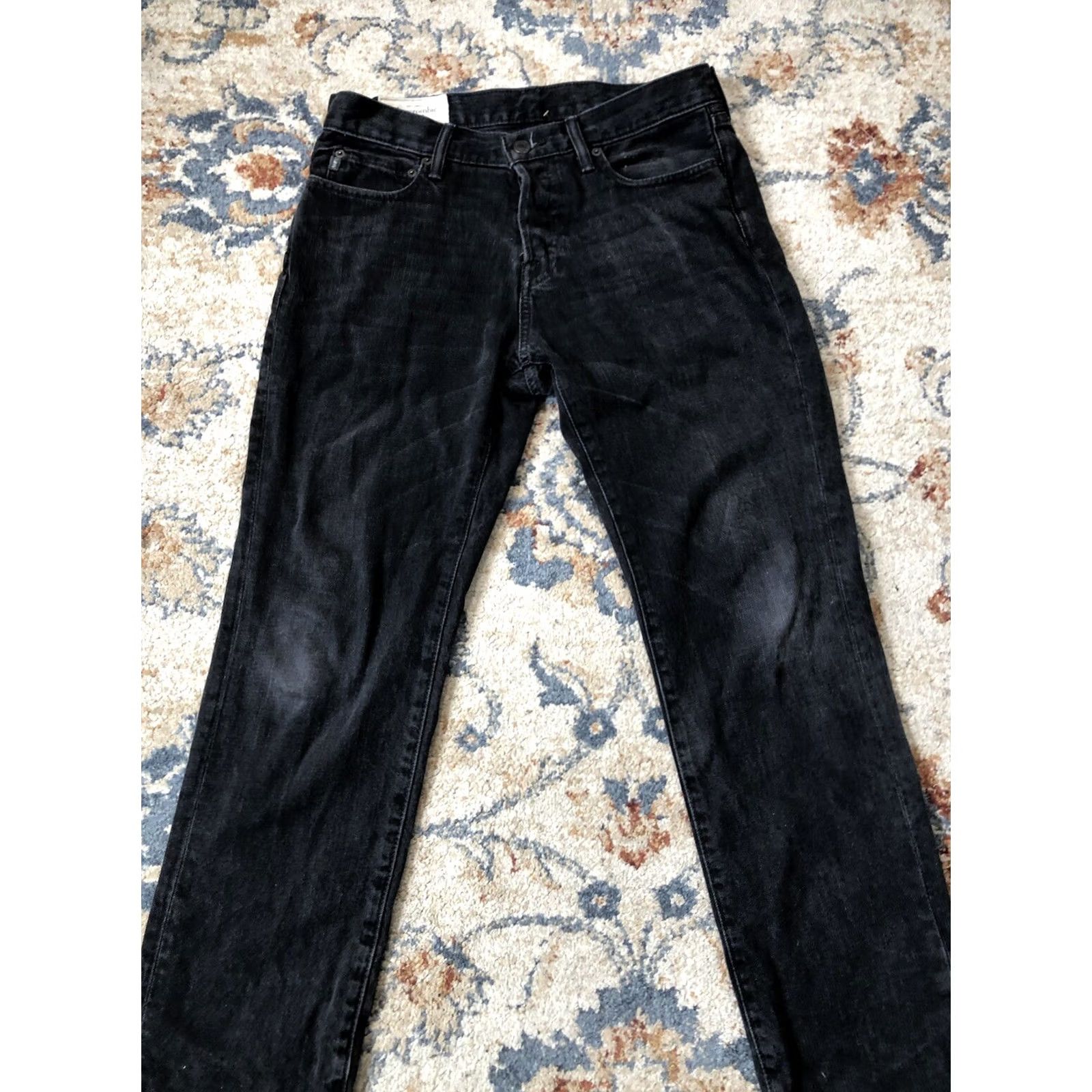Abercrombie & Fitch VINTAGE Abercrombie & Fitch Jeans Black 31x32 Straight 90s Stretch Denim Mens Regular Mid Rise 5-Pocket Distressed Zipper Button Logo Denim Wash Black Size US 31 - 3 Thumbnail