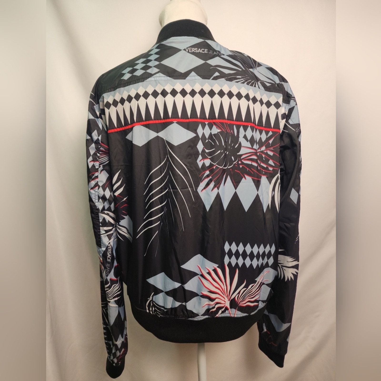Versace Versace Nylon Geometric Patterned Palm Bomber Jacket 44 Lg Size L / US 10 / IT 46 - 5 Thumbnail
