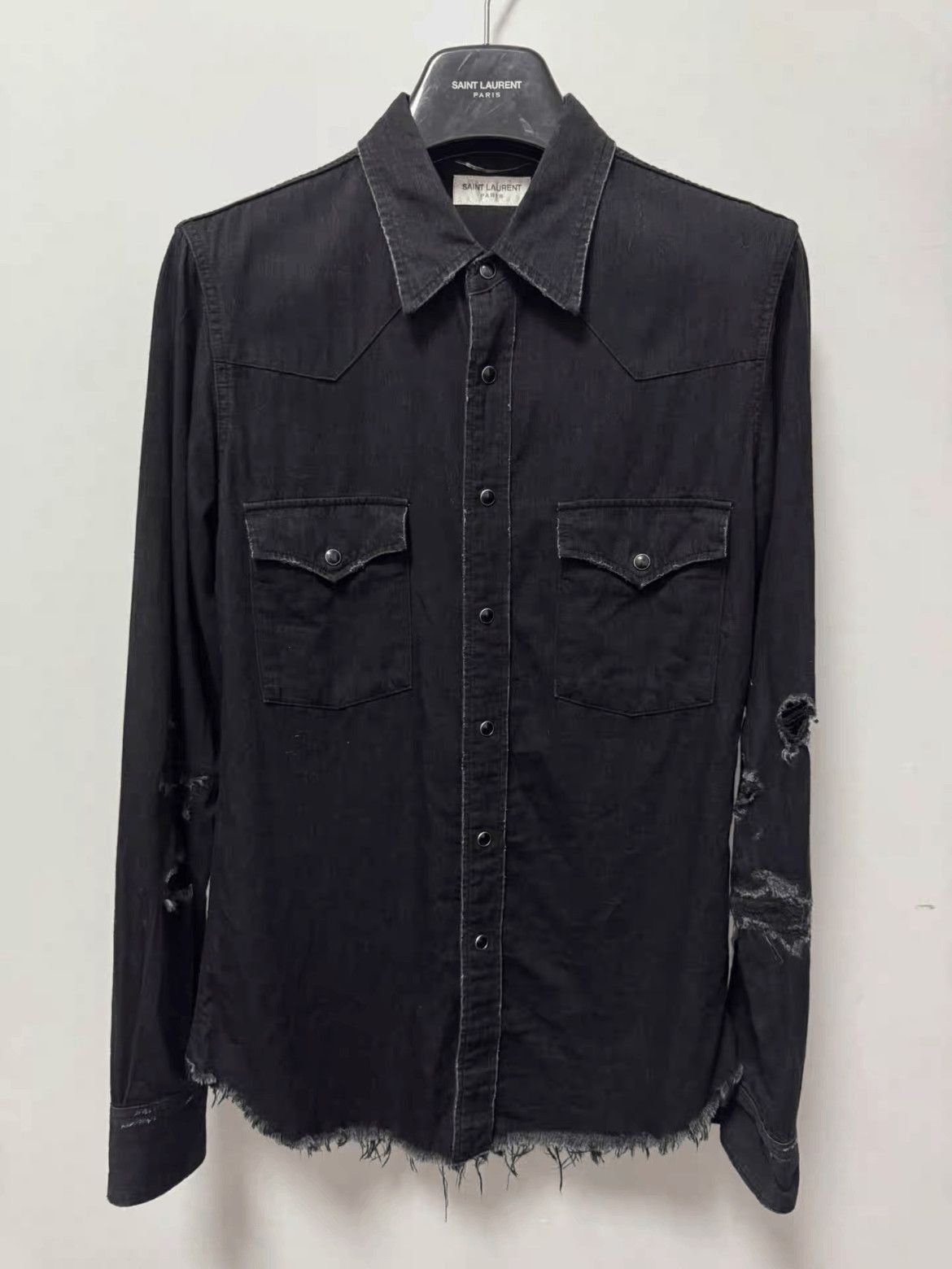 Saint Laurent Paris Saint Laurent Paris by Hedi 16SS Distressed Denim Shirt-250 Size US S / EU 44-46 / 1 - 1 Thumbnail