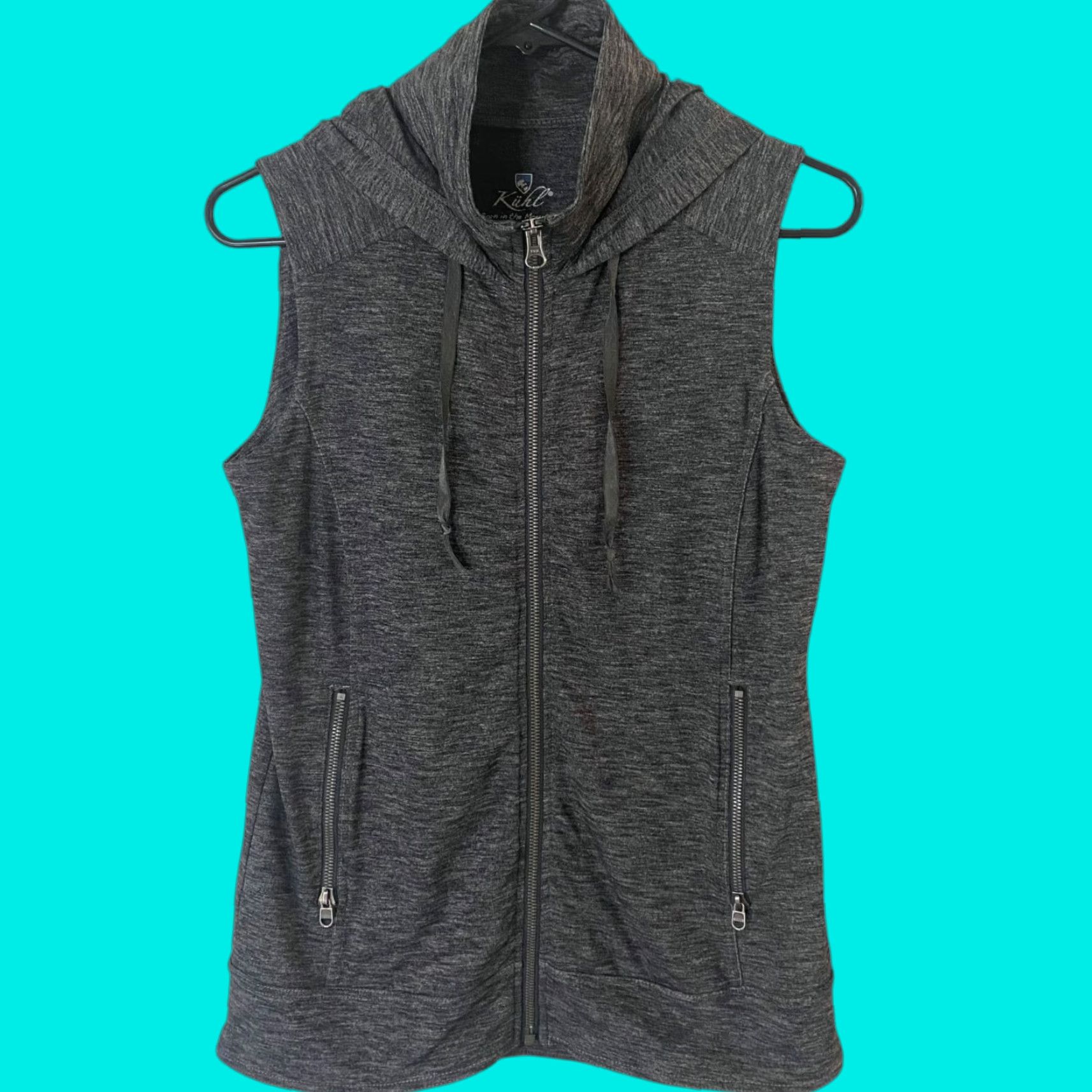 Vintage Kuhl Mova Zip-Up Hooded Hiking Vest Gray Women's Small Sleeveless Hoodie Jacket Size S / US 4 / IT 40 - 1 Thumbnail
