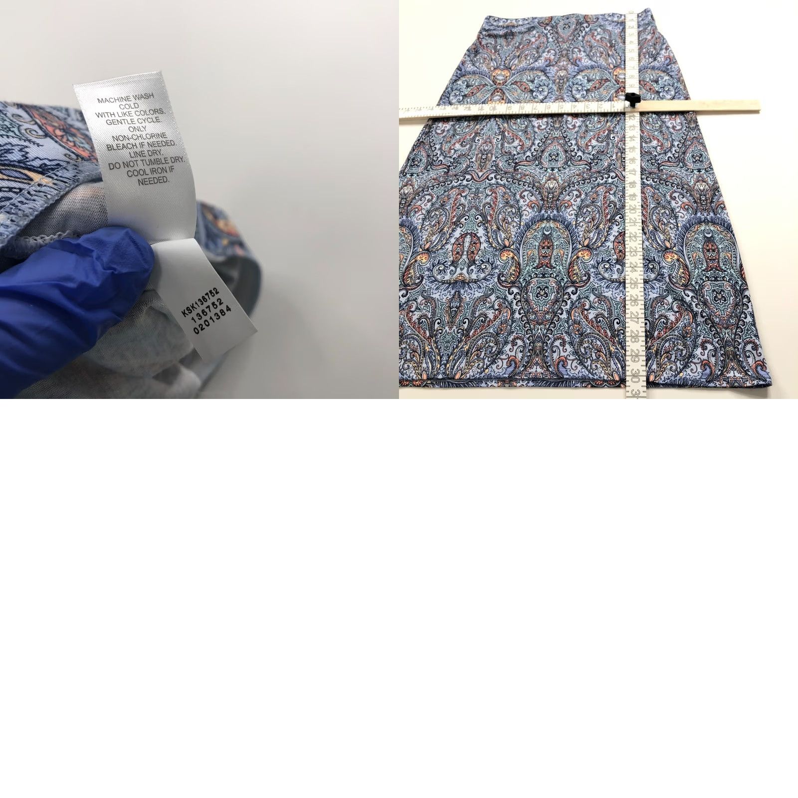 J. Jill J.Jill SP Petite Rayon Pull On Midi Skirt All Over Print Geo MINT Geometric Pattern Casual Womens Midi Skirt, Blue, PS, Pull On, 30 In Fits 5.25 Size 28" / US 6 / IT 42 - 8 Thumbnail