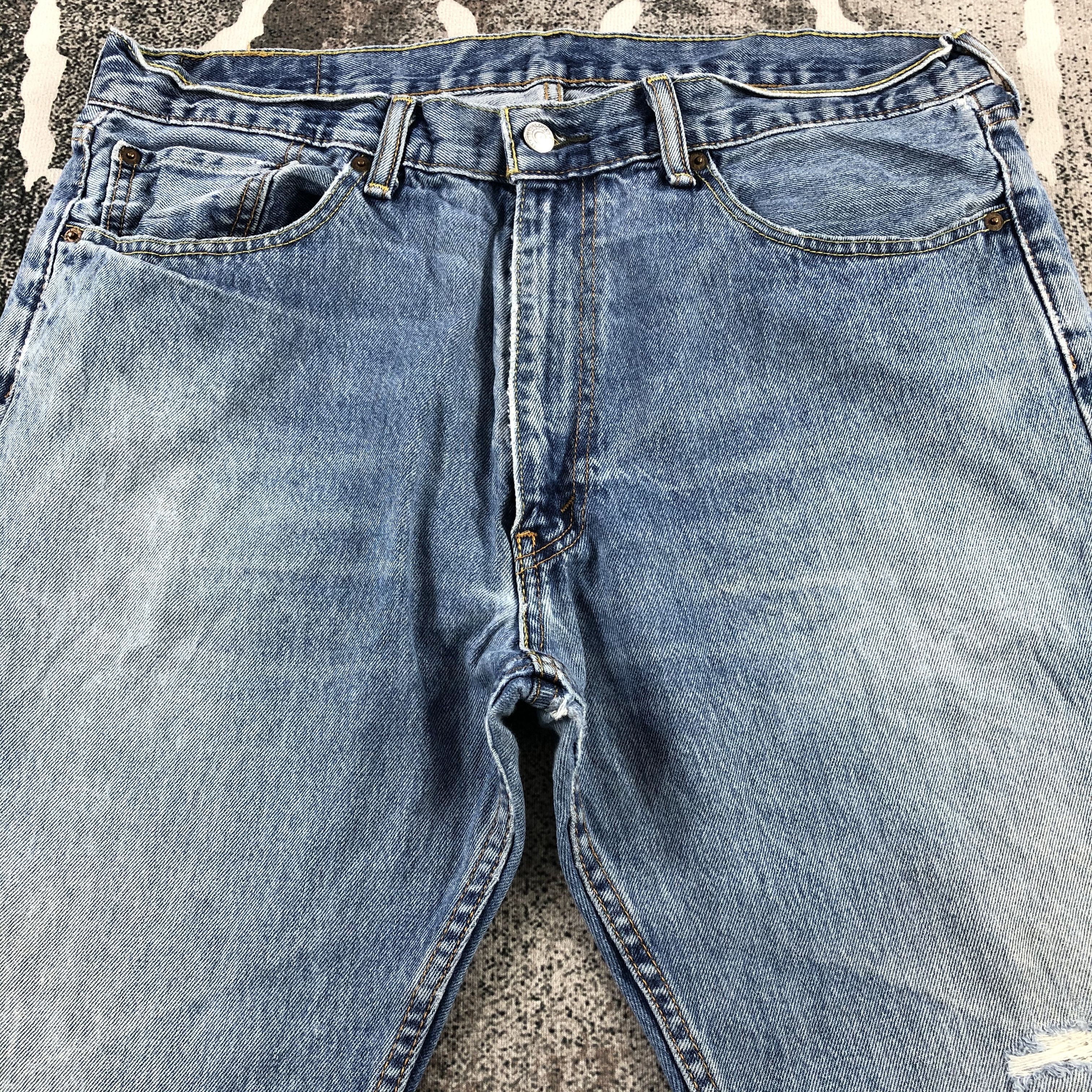 Levi's Vintage Levis 505 Jeans Distress Faded Blue KJ1051 Size US 36 / EU 52 - 3 Thumbnail